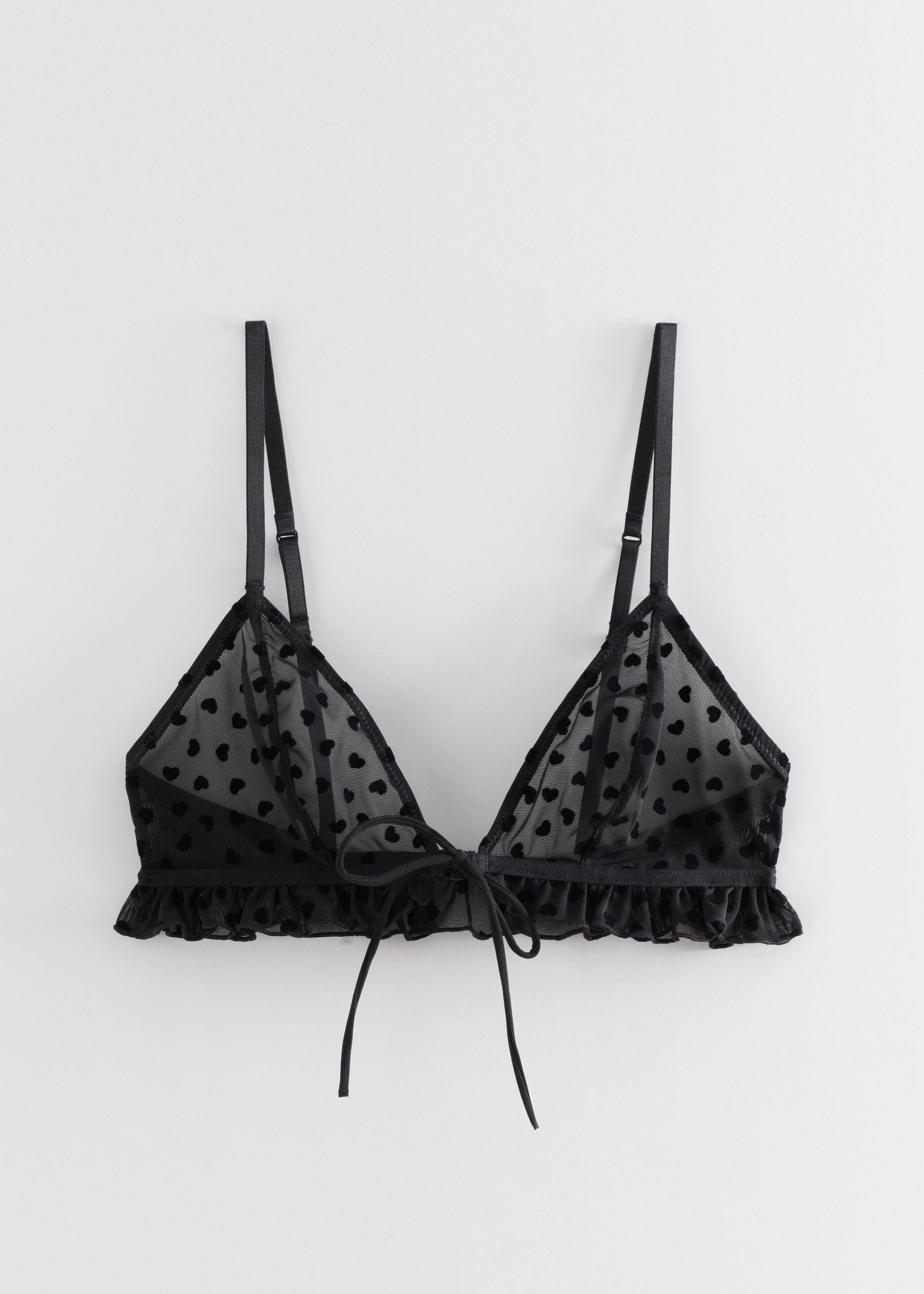 Velvet Heart Soft Mesh Bra - Black Hearts - Still Life