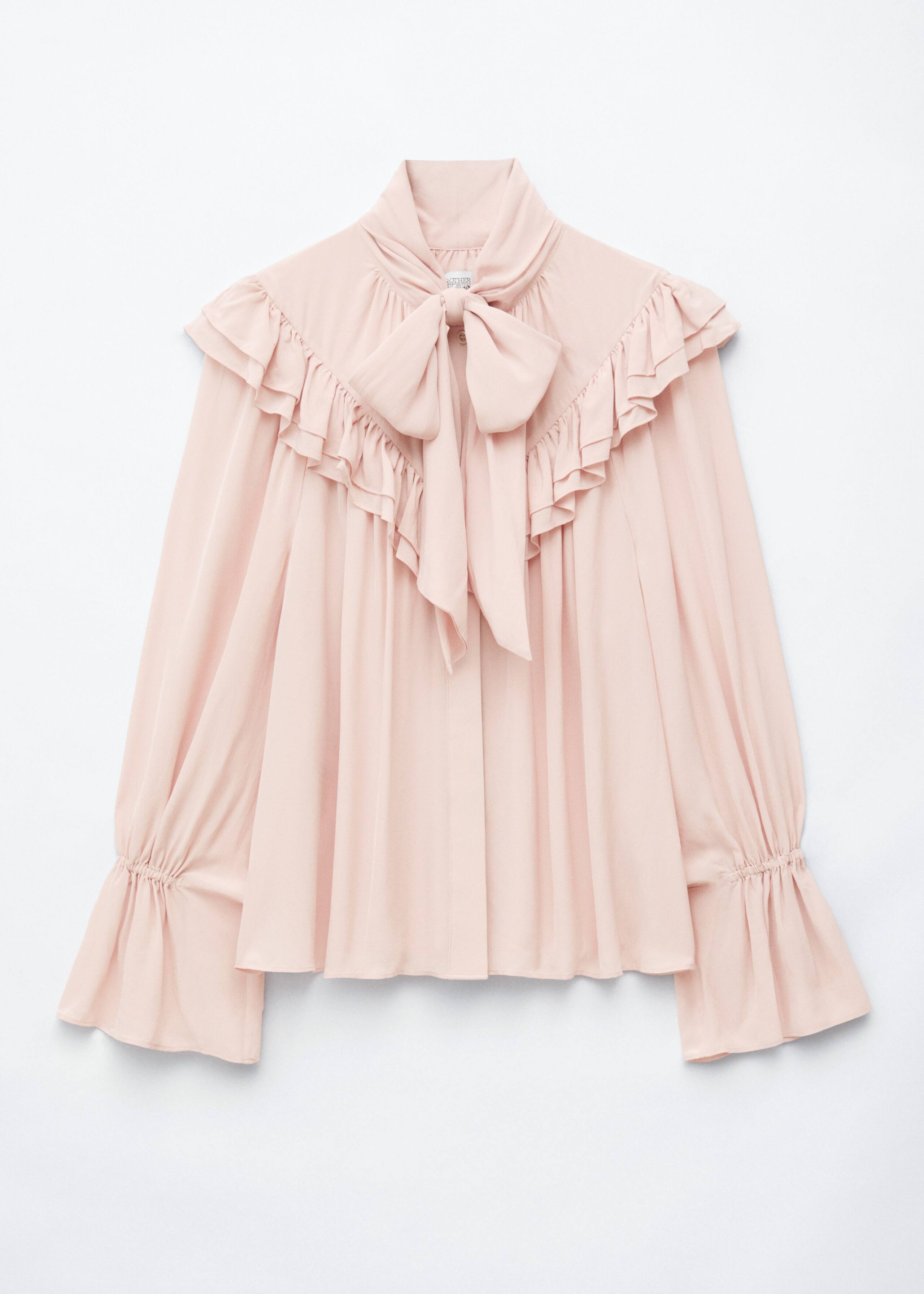 Frill-Detail Scarf Blouse - Beige - Still Life