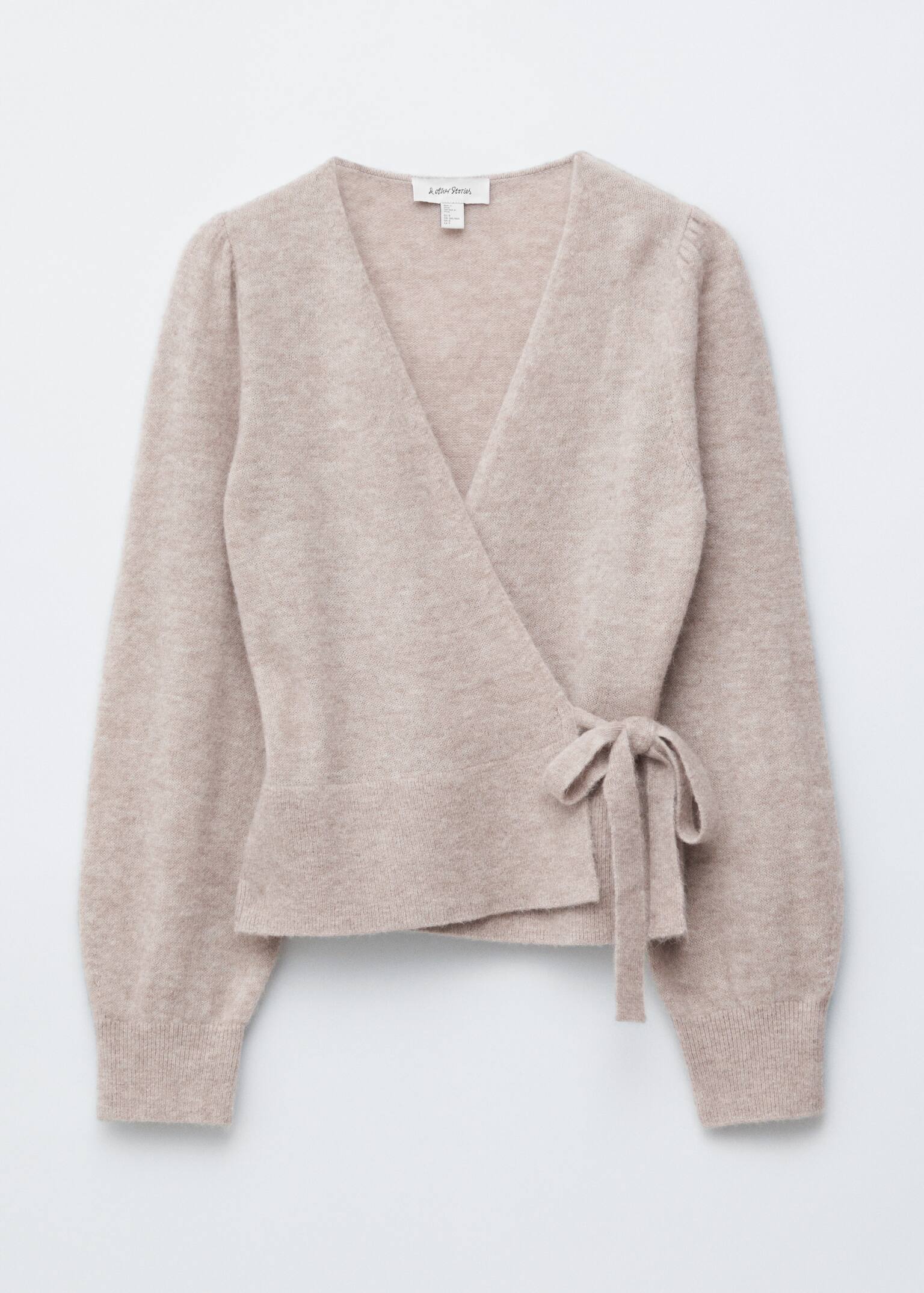 Strickjacke aus Mohair-Mix in Wickeloptik - Beige/Hellrosa/Hellblau/Petrolblau/Creme - 2