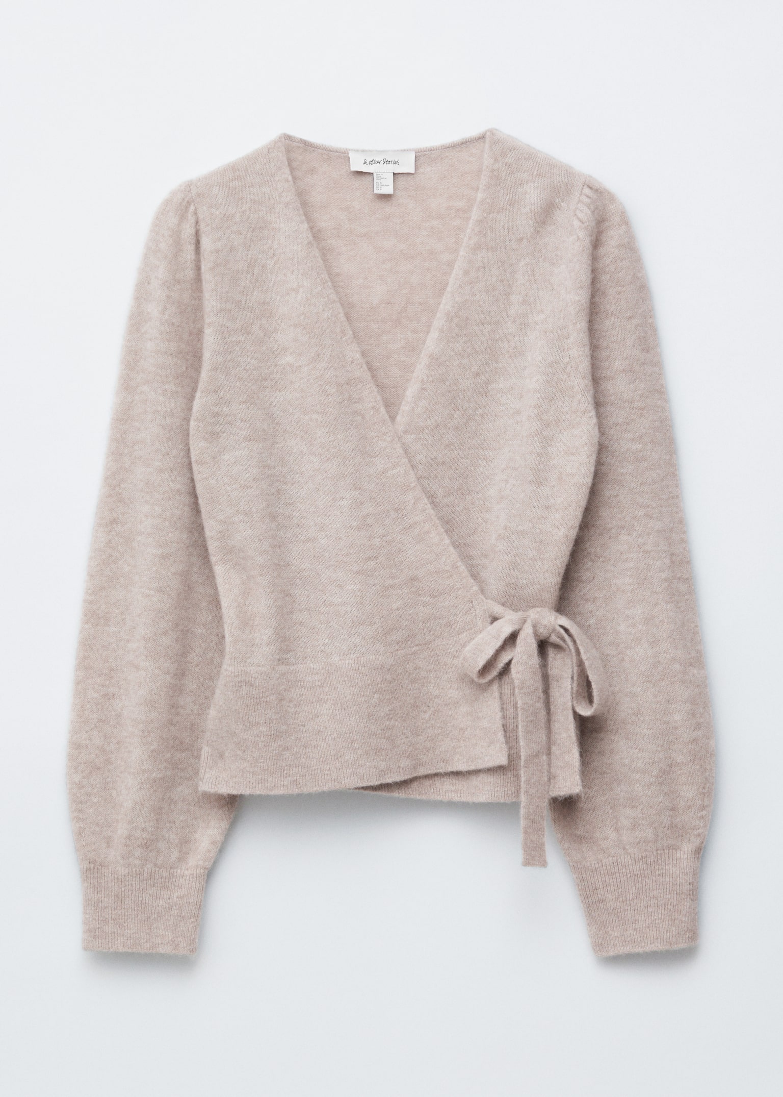Mohair-Blend Knitted Wrap Cardigan - Beige/Dusty Pink/Petrol Blue/Plum/Beige - 2