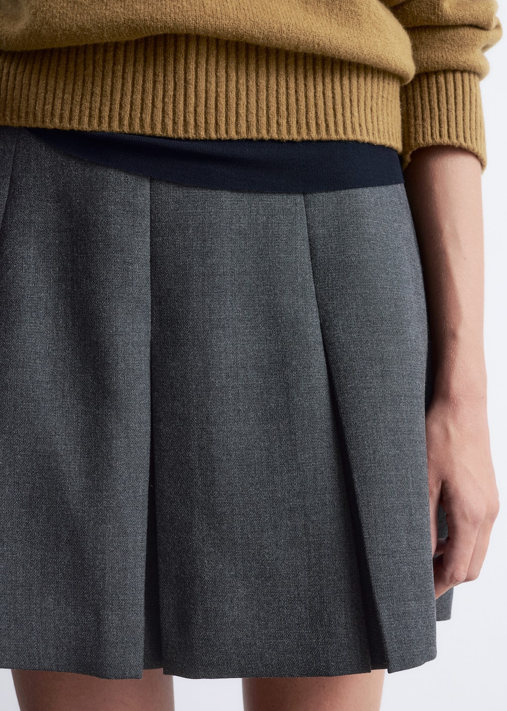 Image of Pleated Wool Mini Skirt