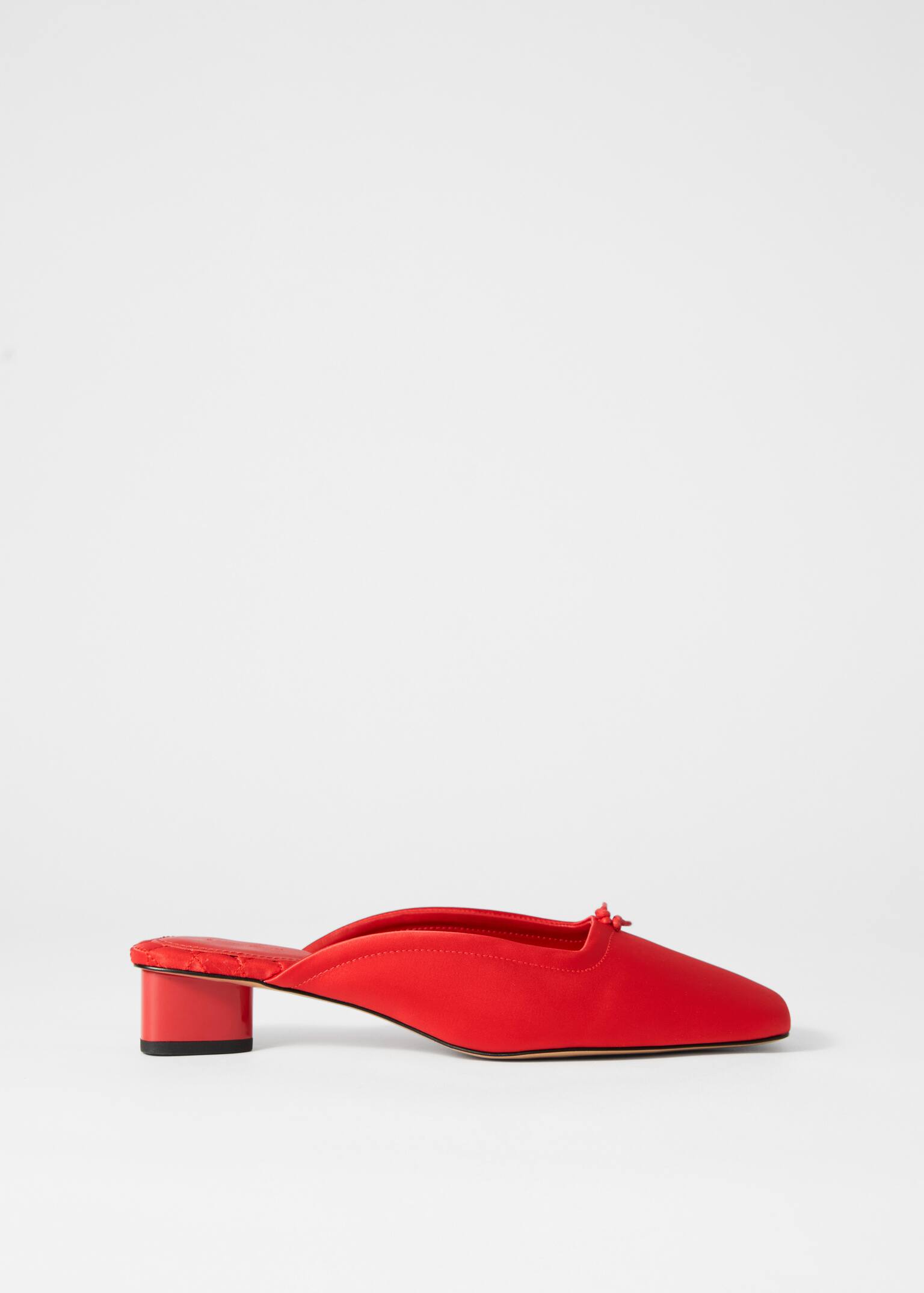 Mules en satin à bouts carrés - Rouge rubis/Marron Clair