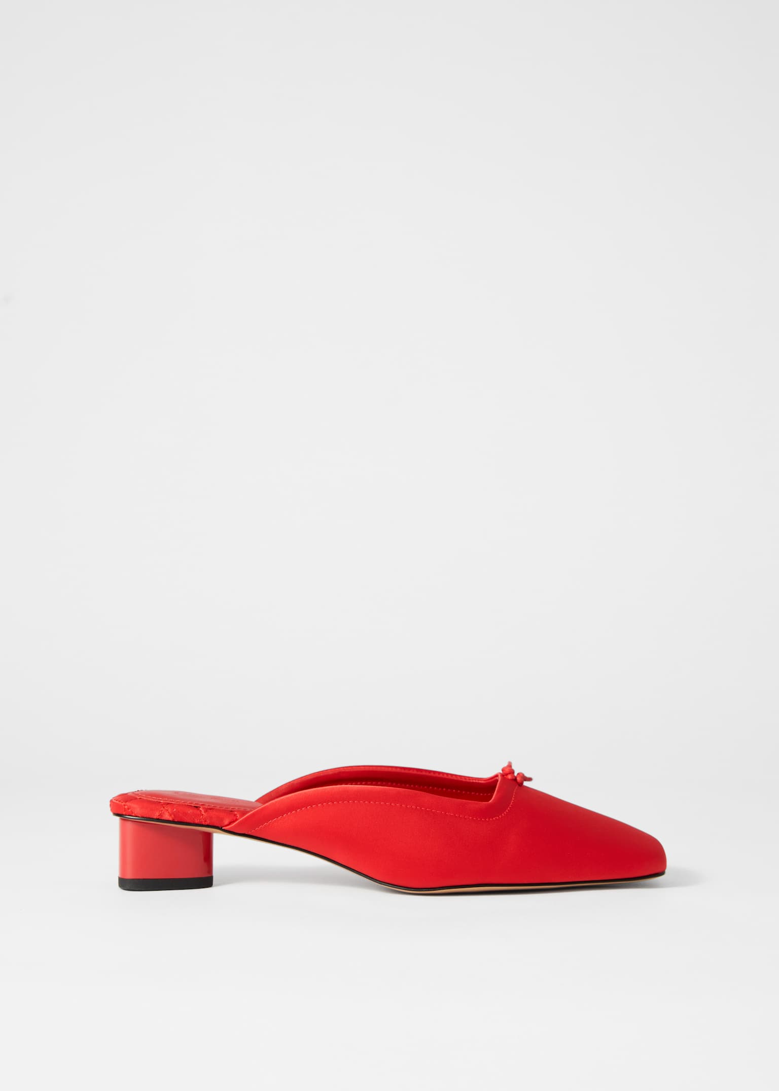 Square-Toe Satin Mules - Ruby red/Brown