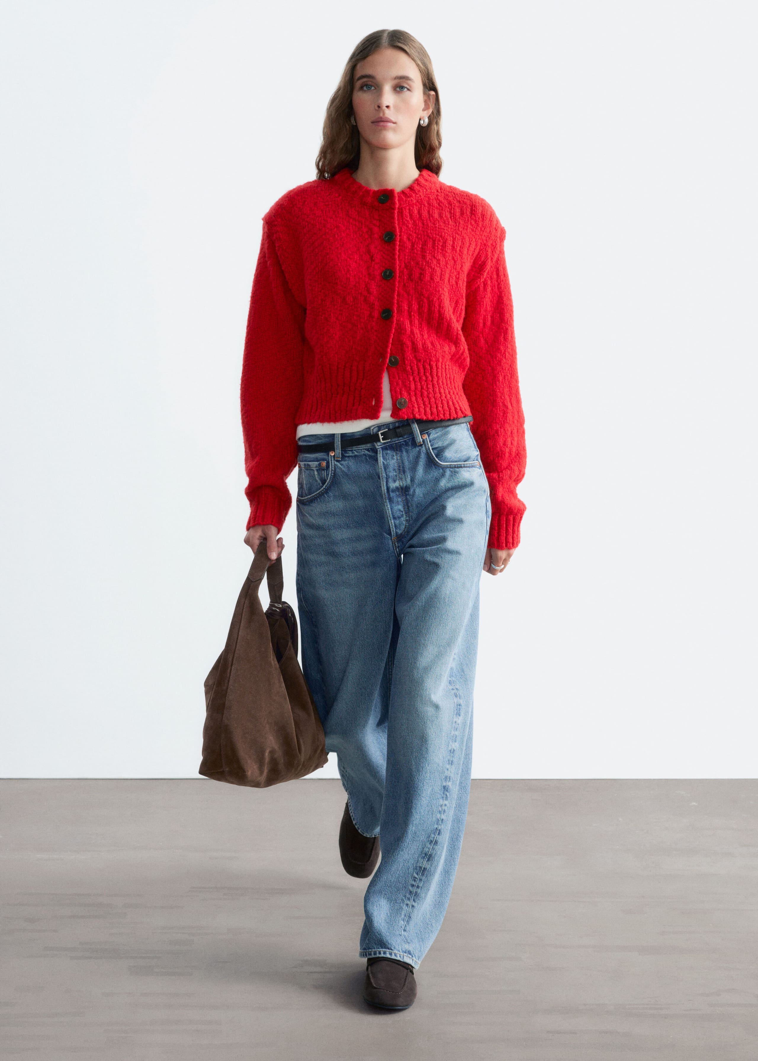Wool-Cotton Cardigan - Olive - Lookbook