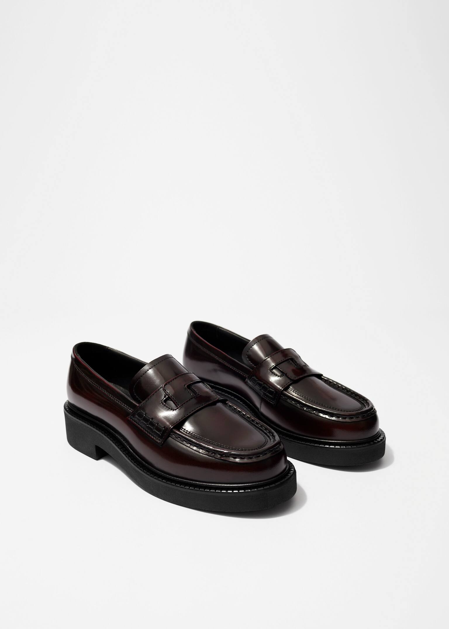 Mocassins de pele volumosos - Vermelho/Preto - 5