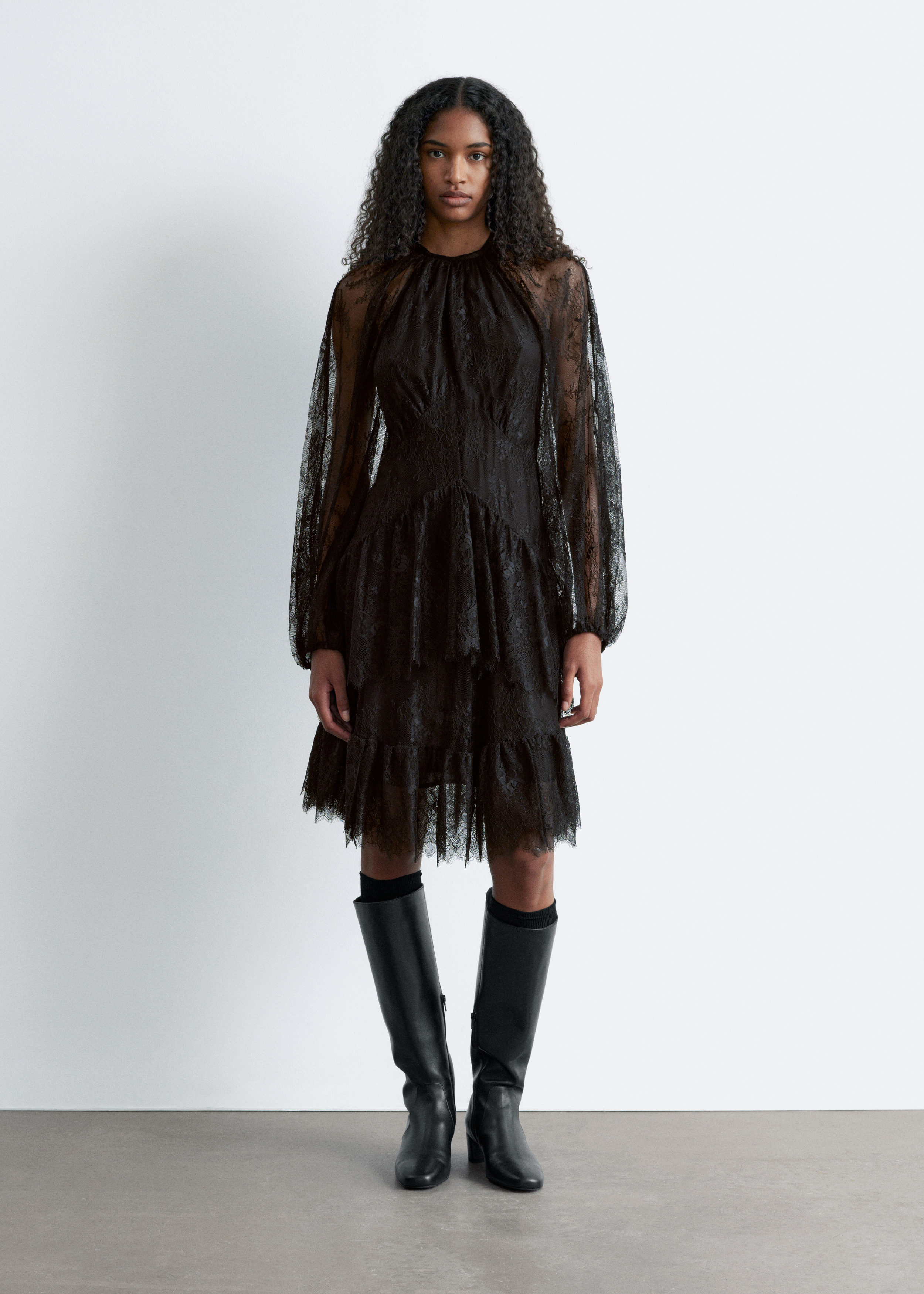 Lace Frill Mini Dress