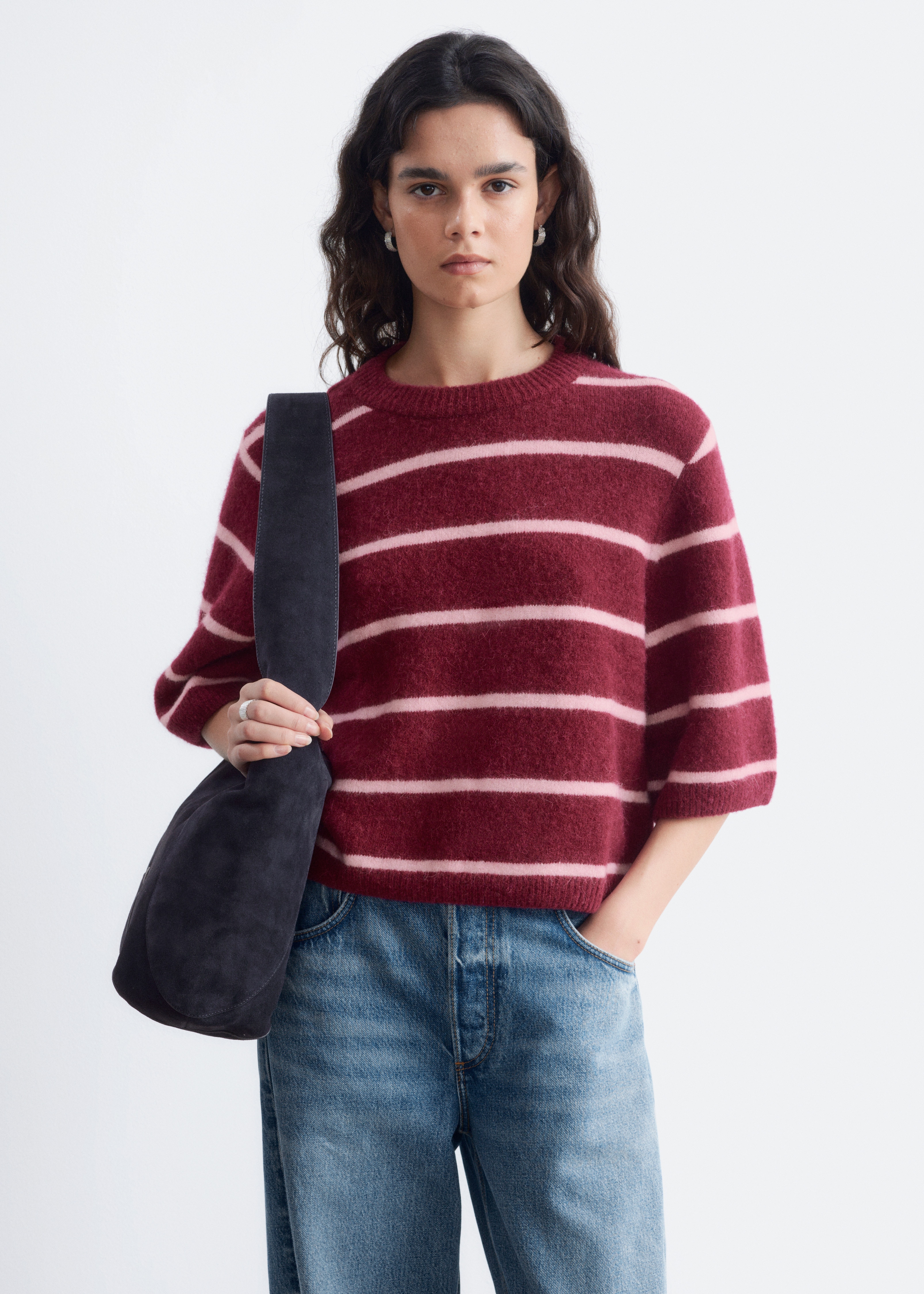 Camiseta de punto en mezcla de alpaca - Burdeos/Rosa/Topo/Amarillo verdoso