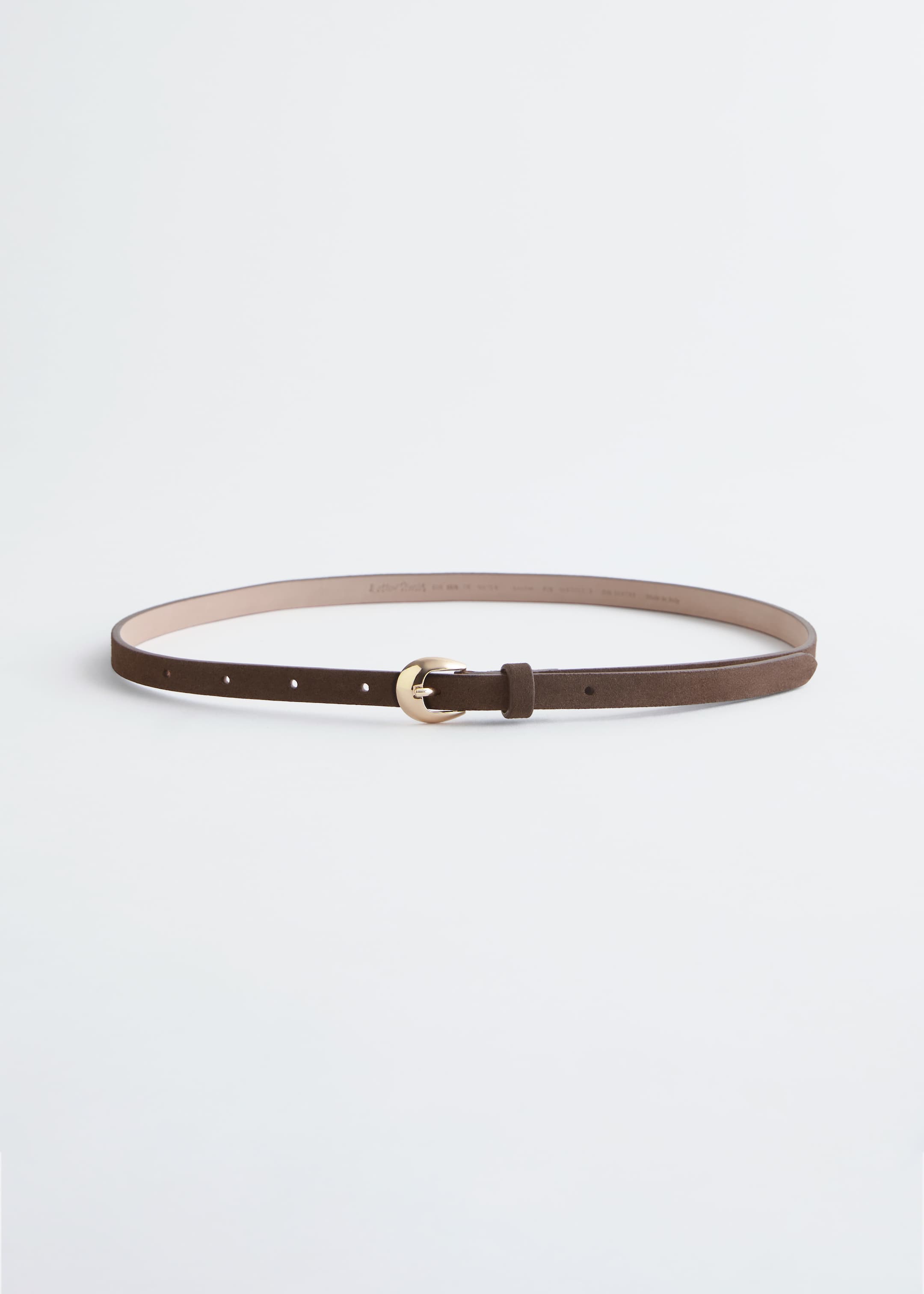 View larger image: Crescent-Buckle Slim Leather Belt - Brown Suede - Ladies | H&M GB 1