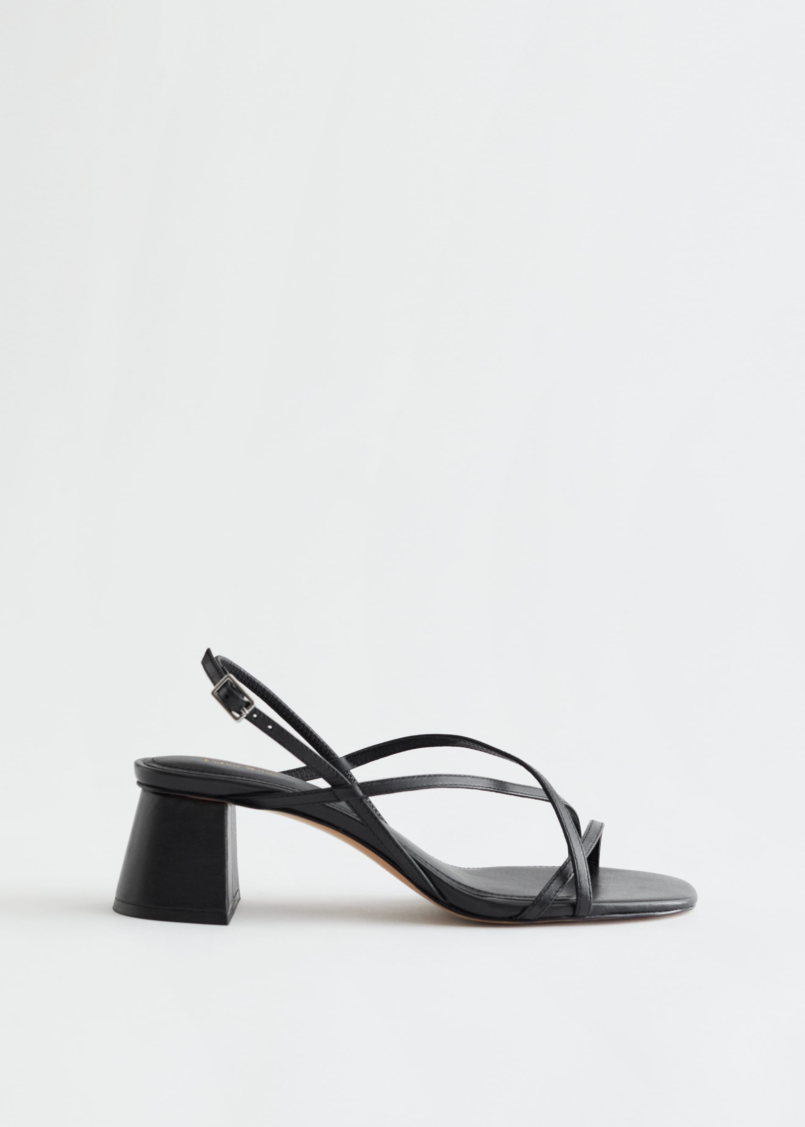 Image of Strappy Block Heel Leather Sandals