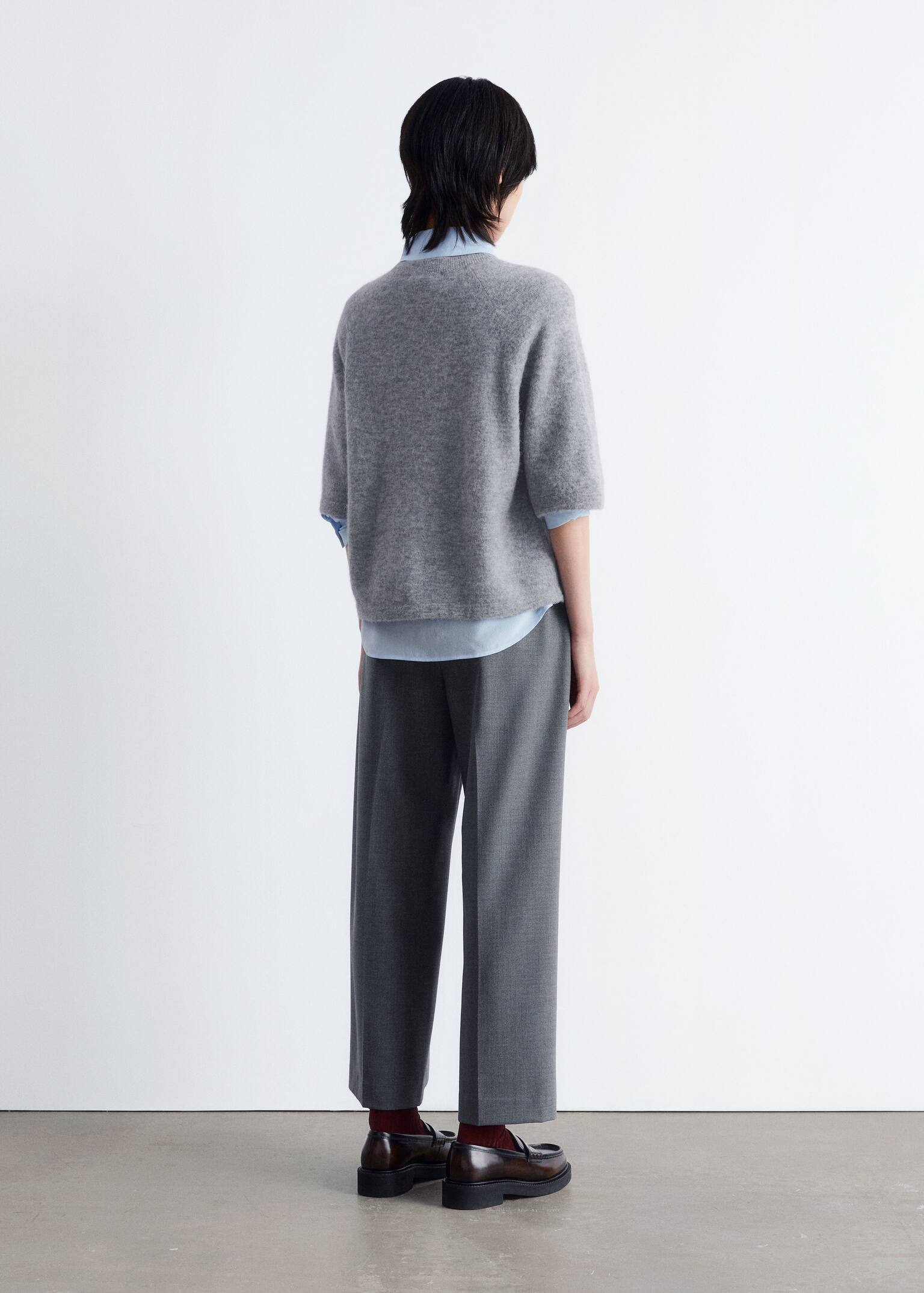 Alpaca-Blend Knitted Top - Grey/Oatmeal/Mole/Burgundy/Red/Black - 6