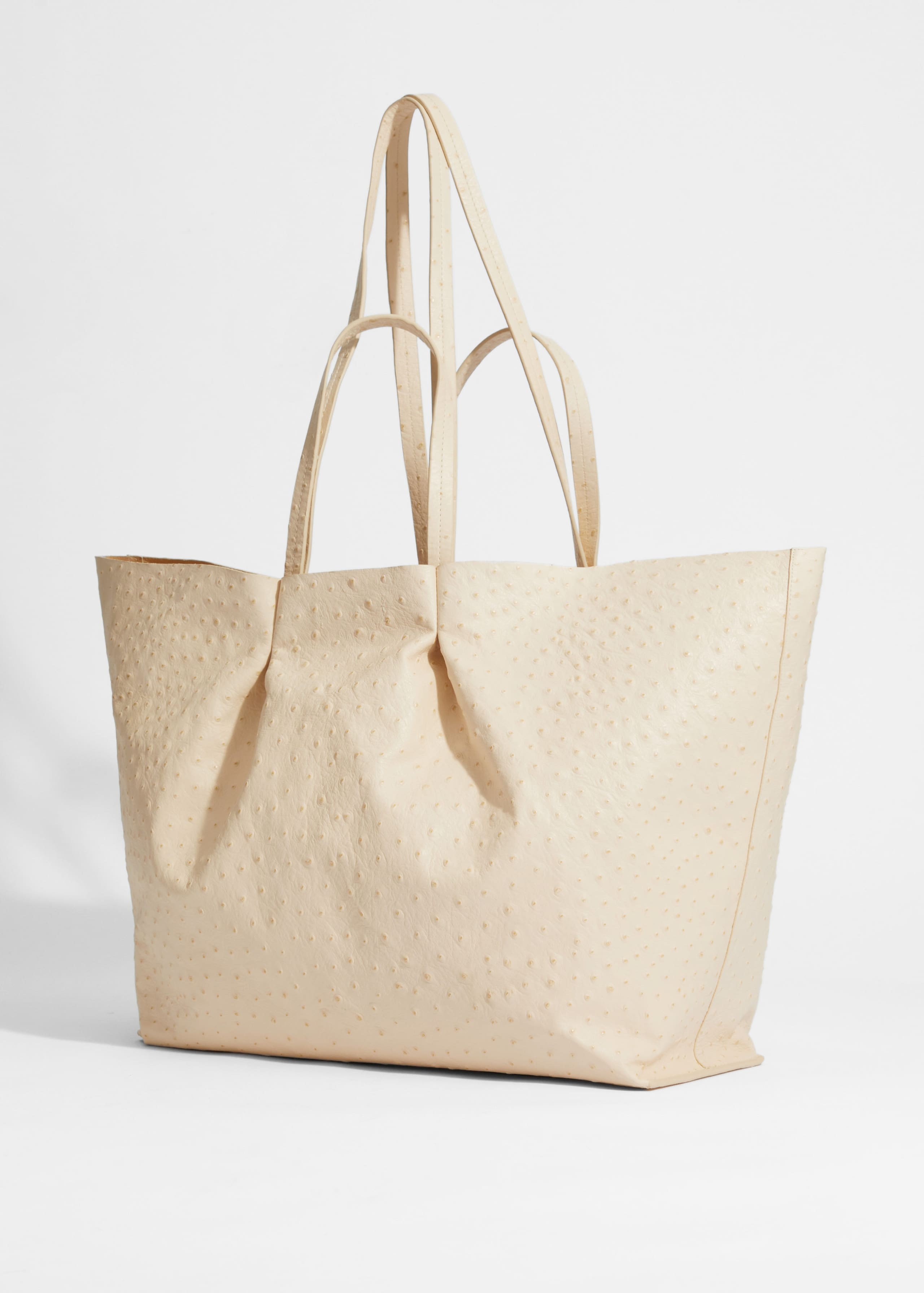 Large Embossed Leather Tote - Ivory - Still Life