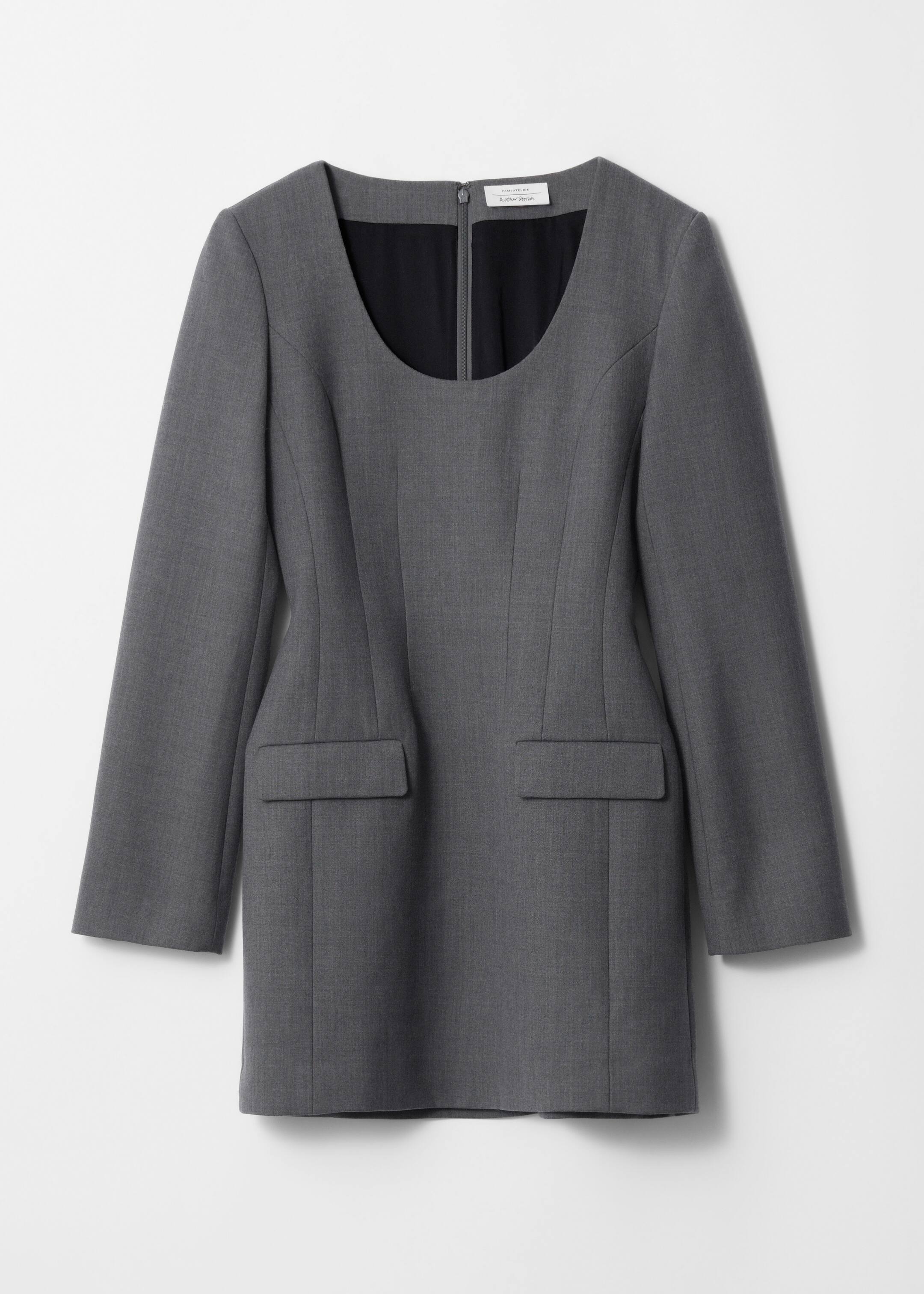 Grotere afbeelding bekijken: Waisted Tailored Mini Dress - Grey - DAMES | H&M BE 1