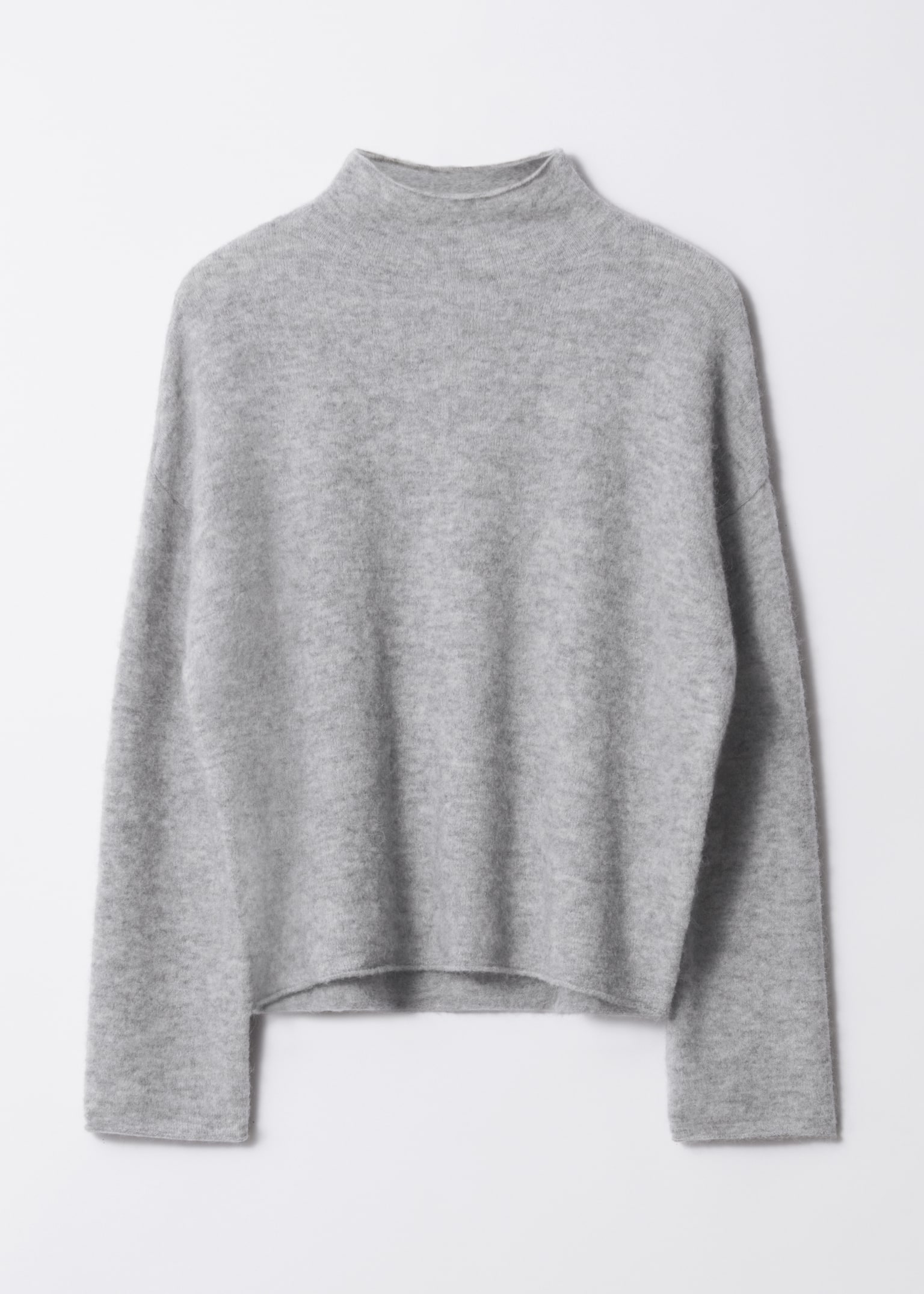 High-Neck Alpaca-Knit Jumper - Grey/Blue