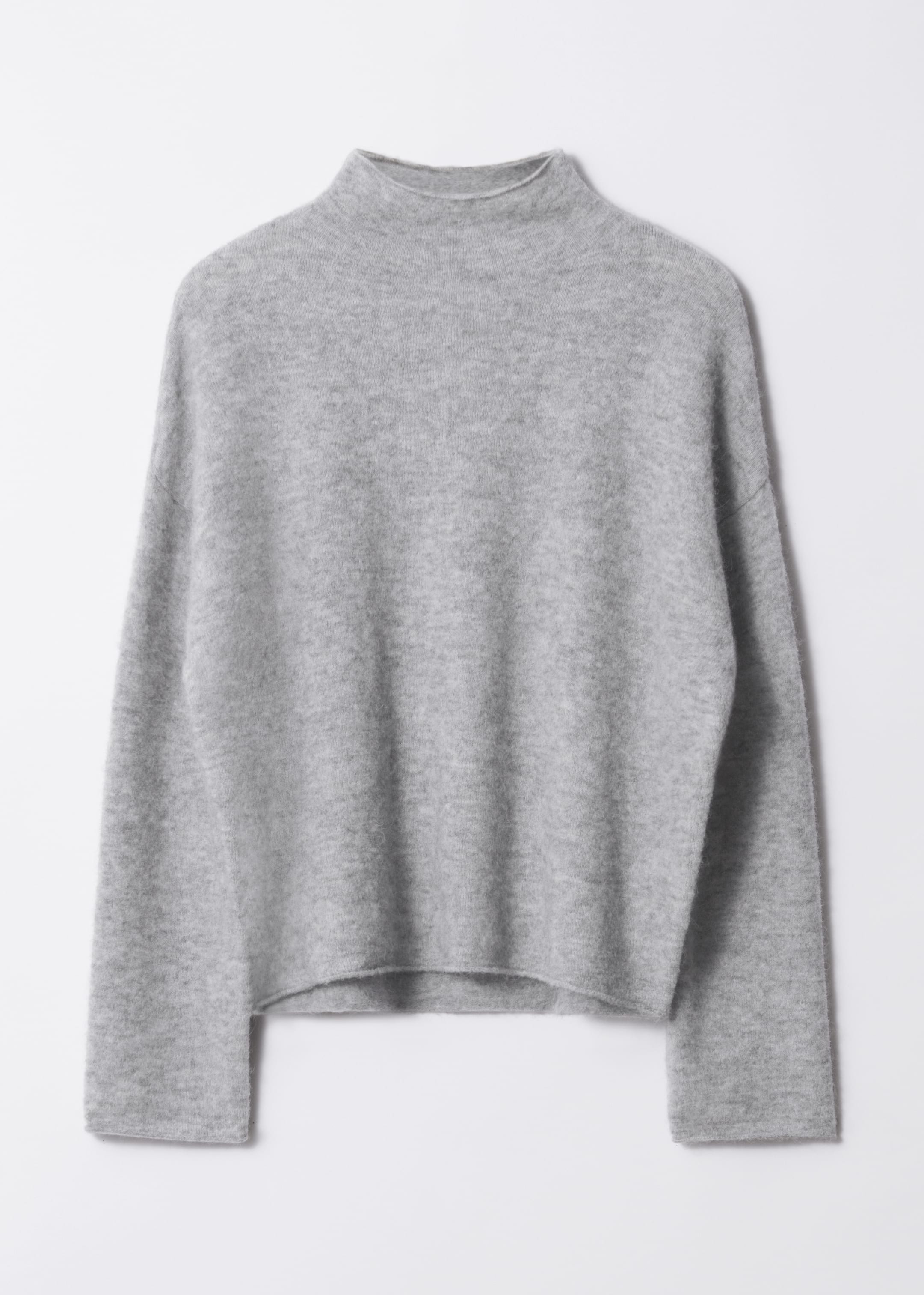 Visa större bild: Stickad tröja i alpacka med hög hals - Grå - DAM | H&M SE 6