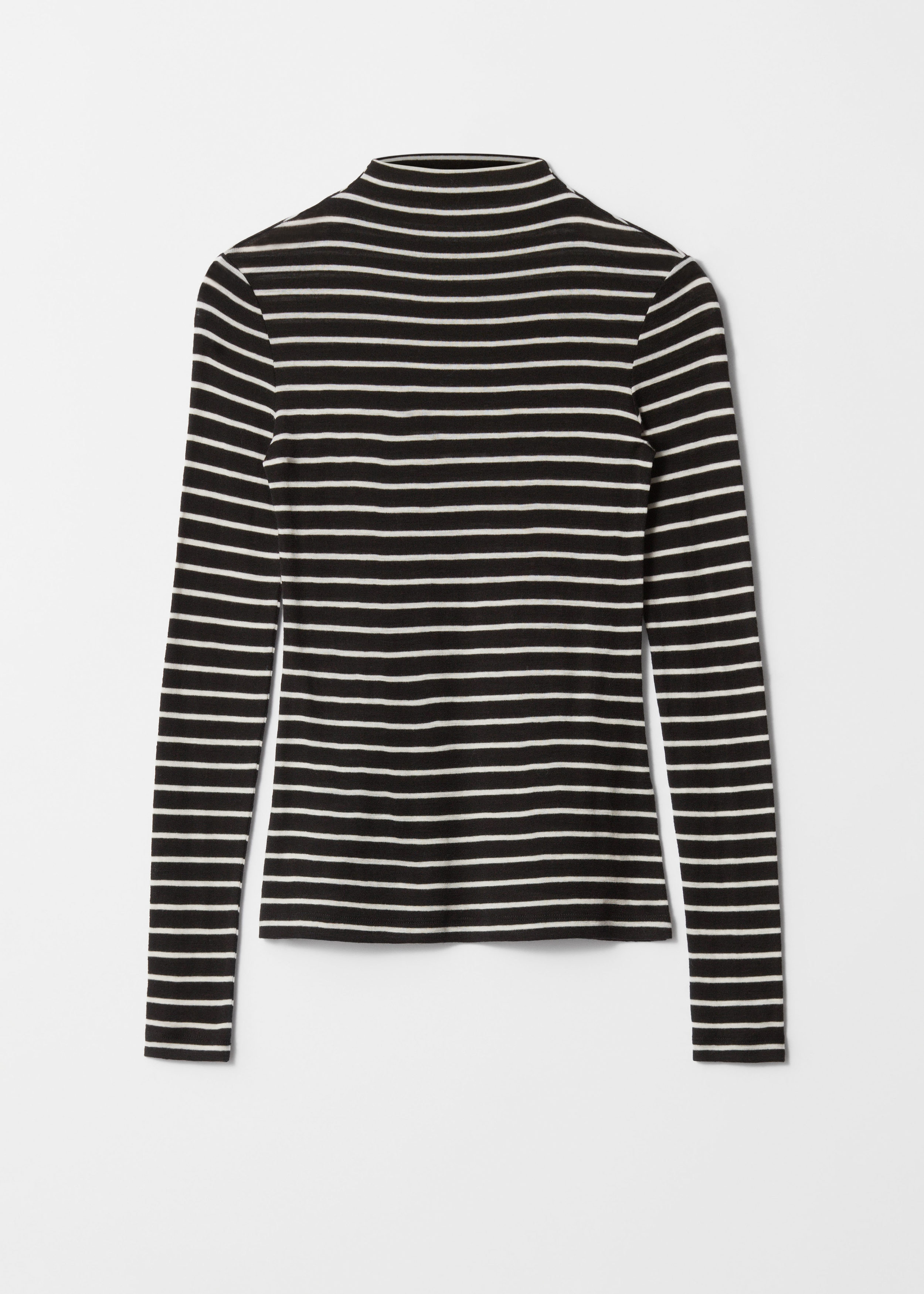 Wool Mock-Neck Top - Black Stripes - Long sleeve tops | & Other