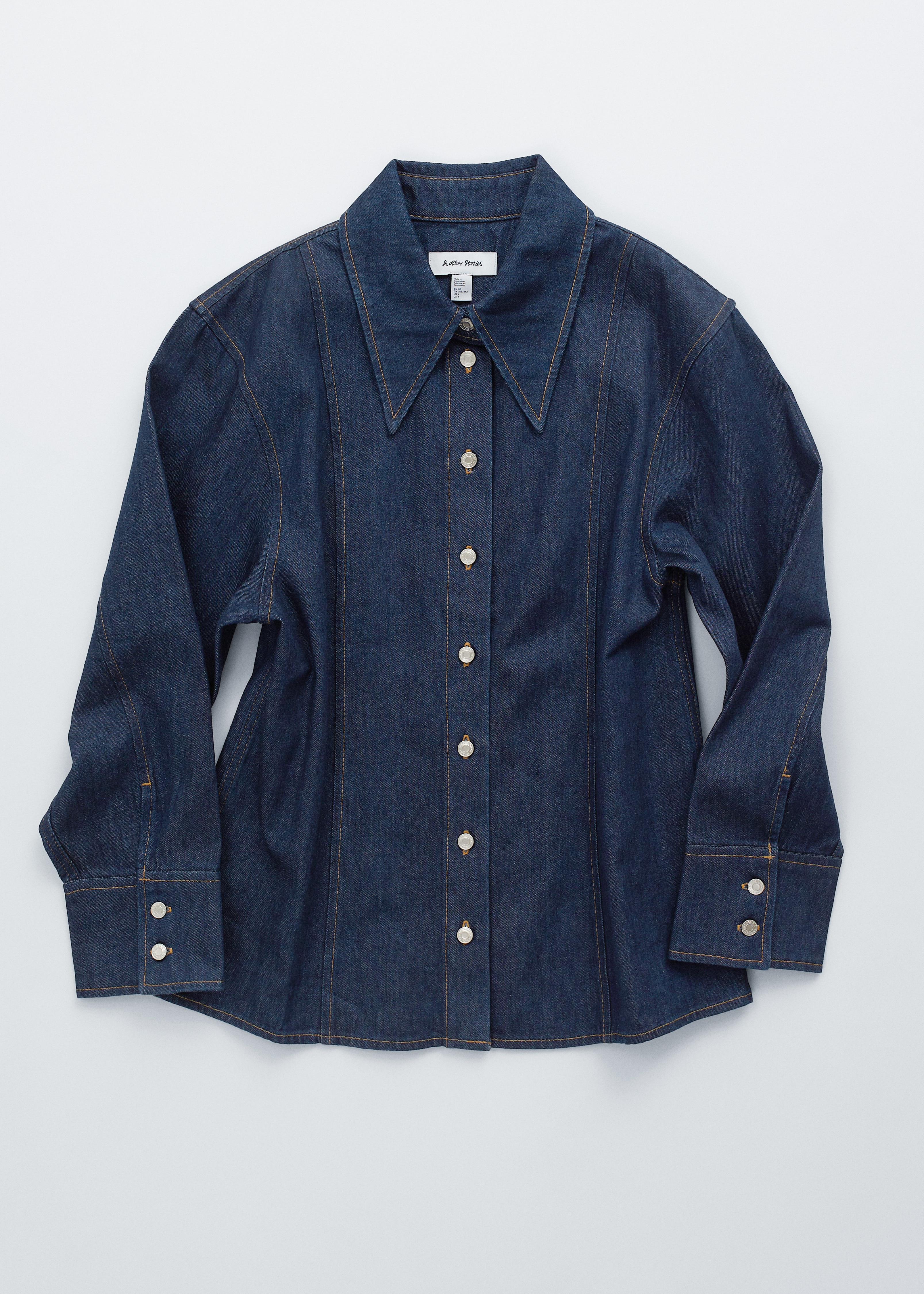 Jeanshemd mit Ziernähten - Mittelblau