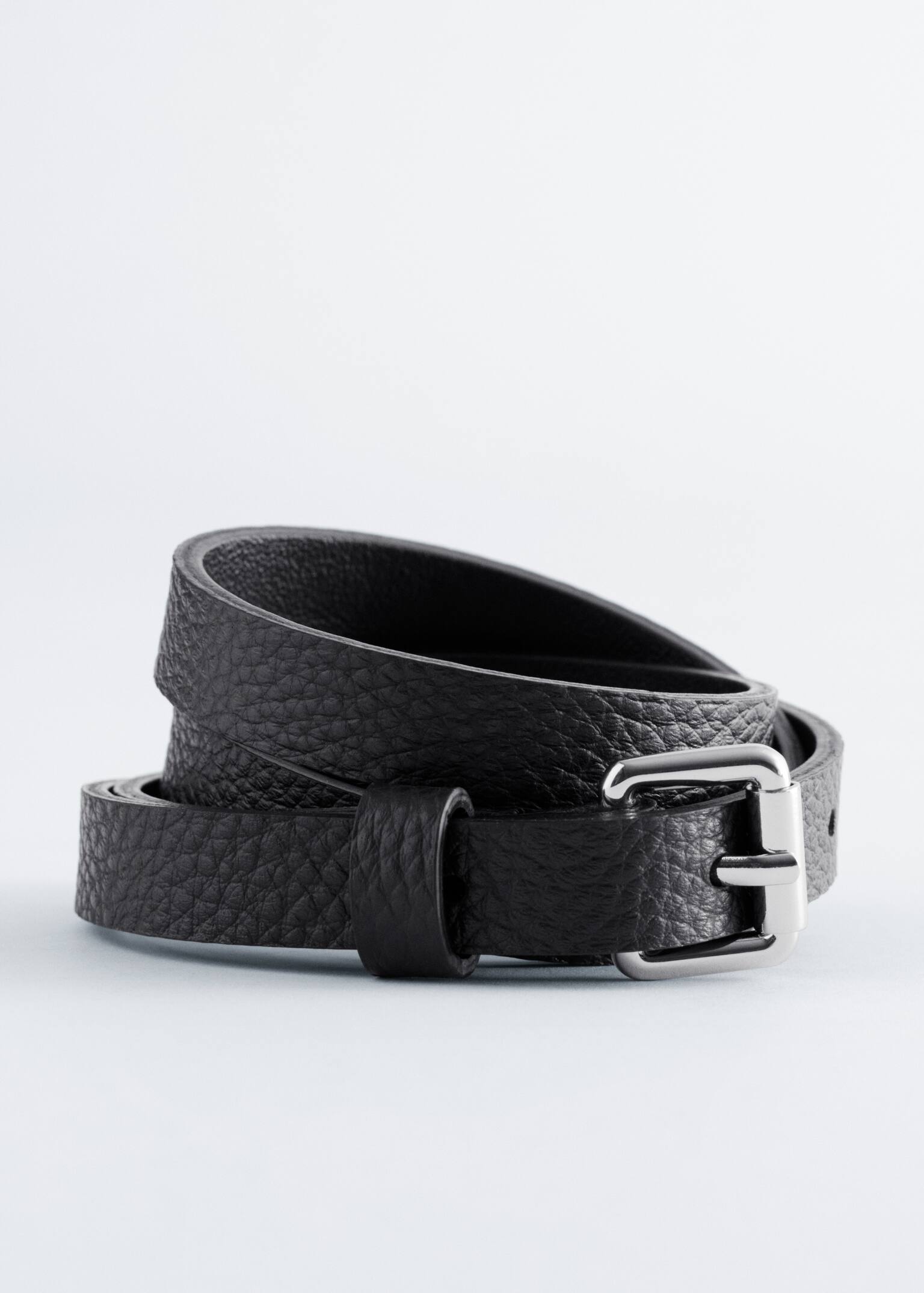 Slim Leather Belt - Black - 3