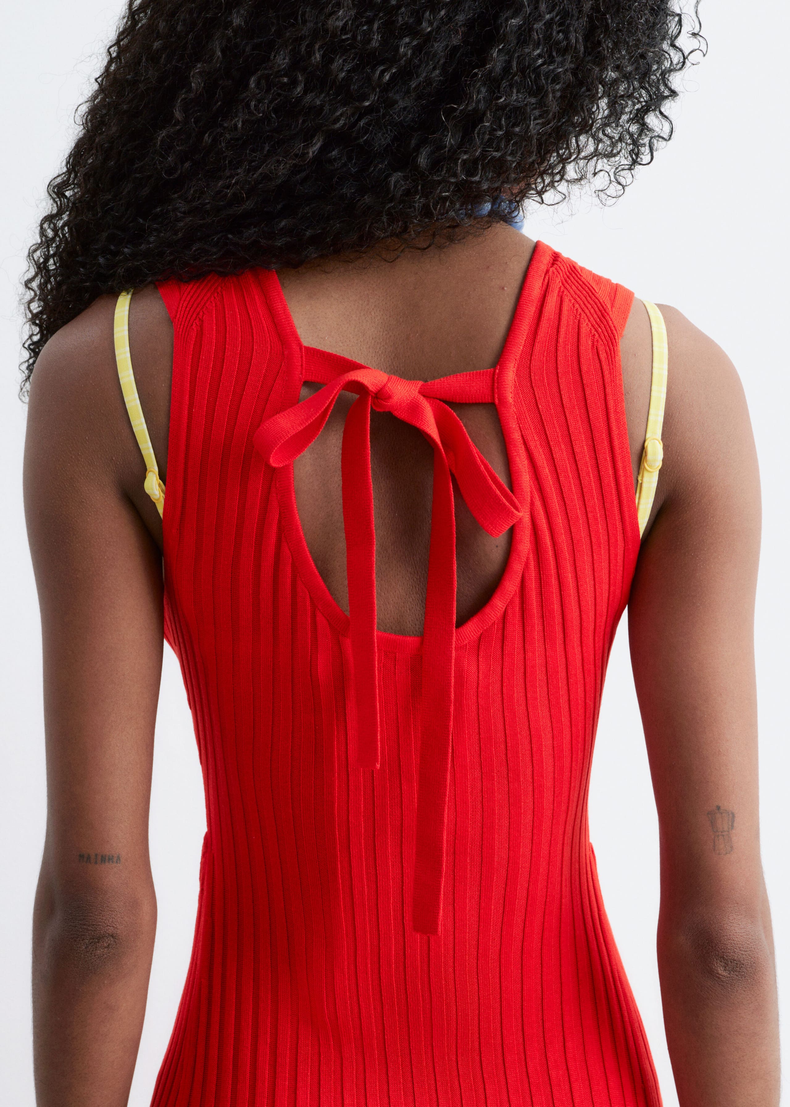 Ribbed Midi Dress - Off White - Lookbook