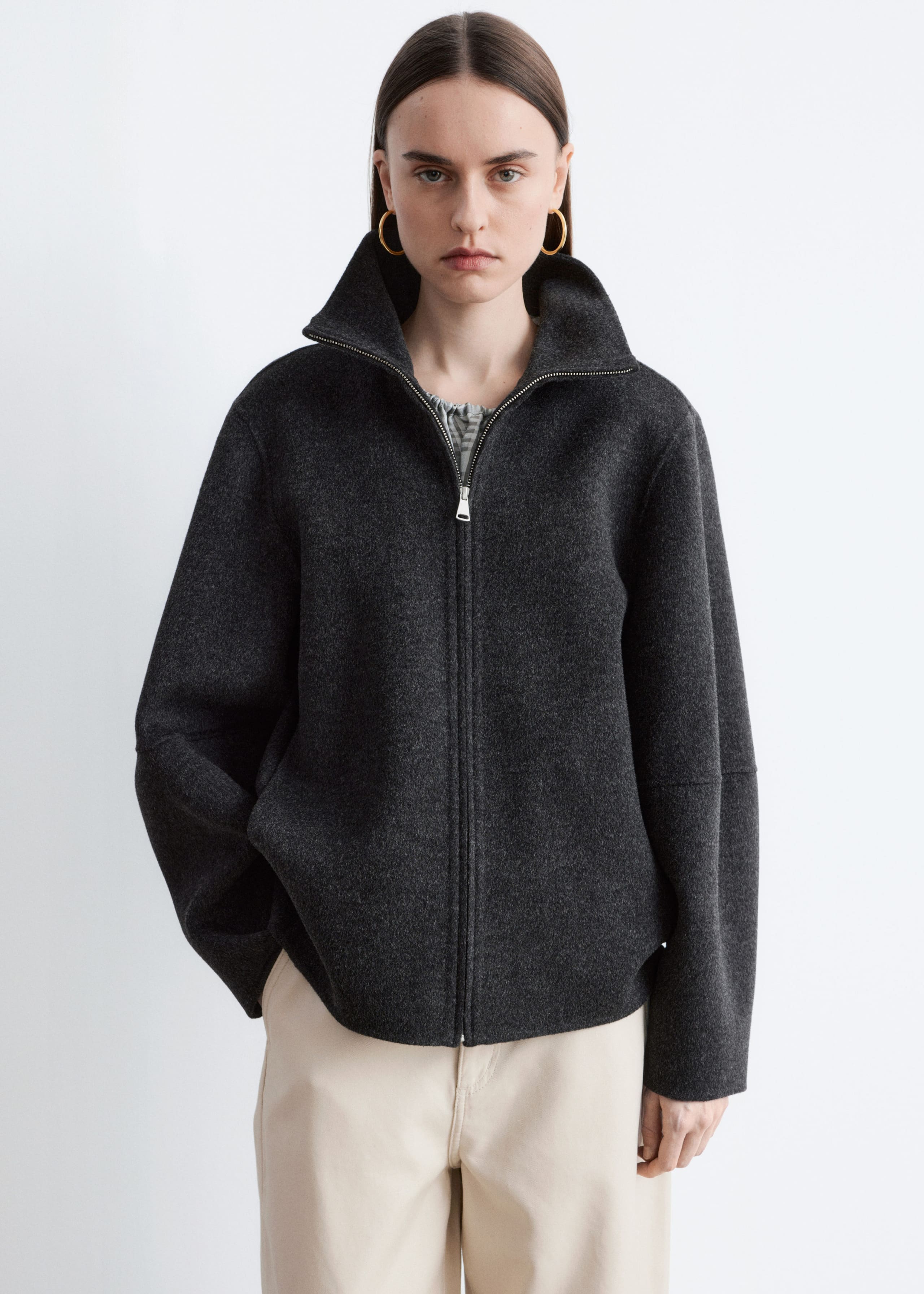 Image of Zip-Up Wool Jacket