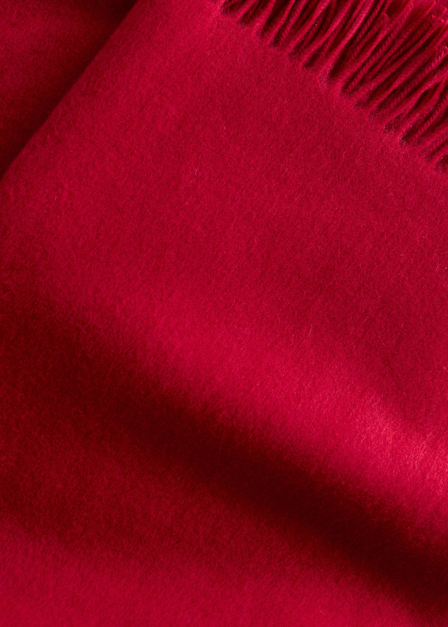 Fringed Wool Blanket Scarf - Ruby Red/Burgundy/Light Yellow - 2