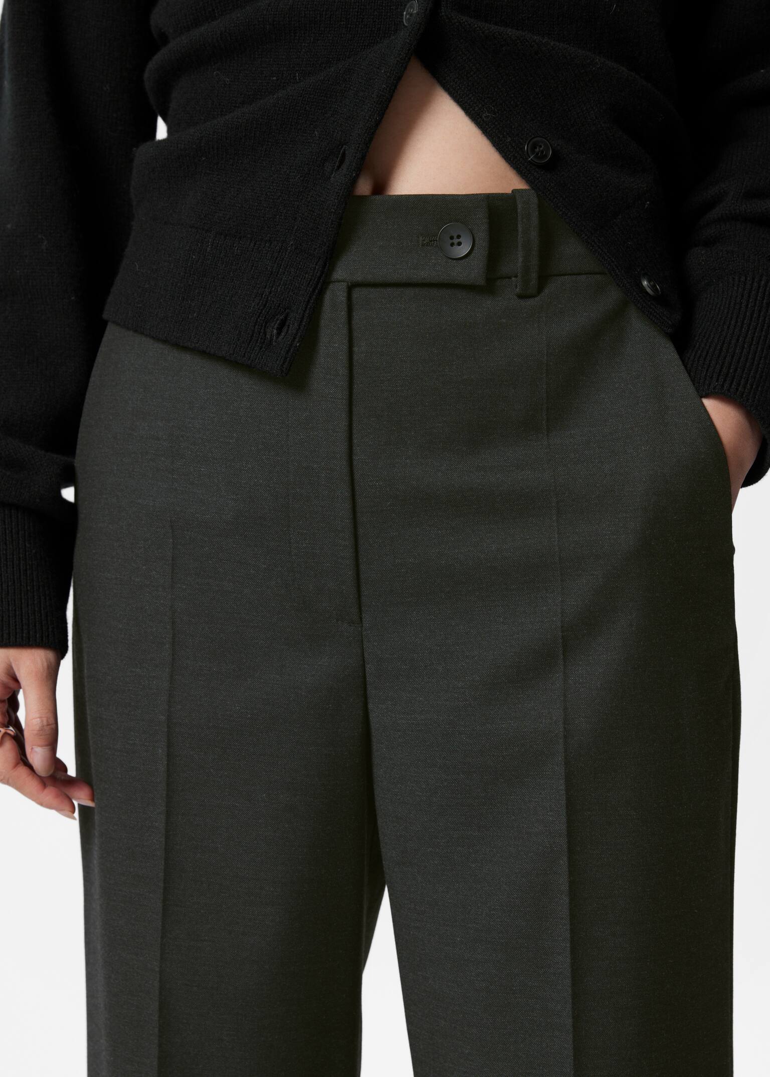 Elegante Hose in verkürzter Länge - Grau/Schwarz - 4