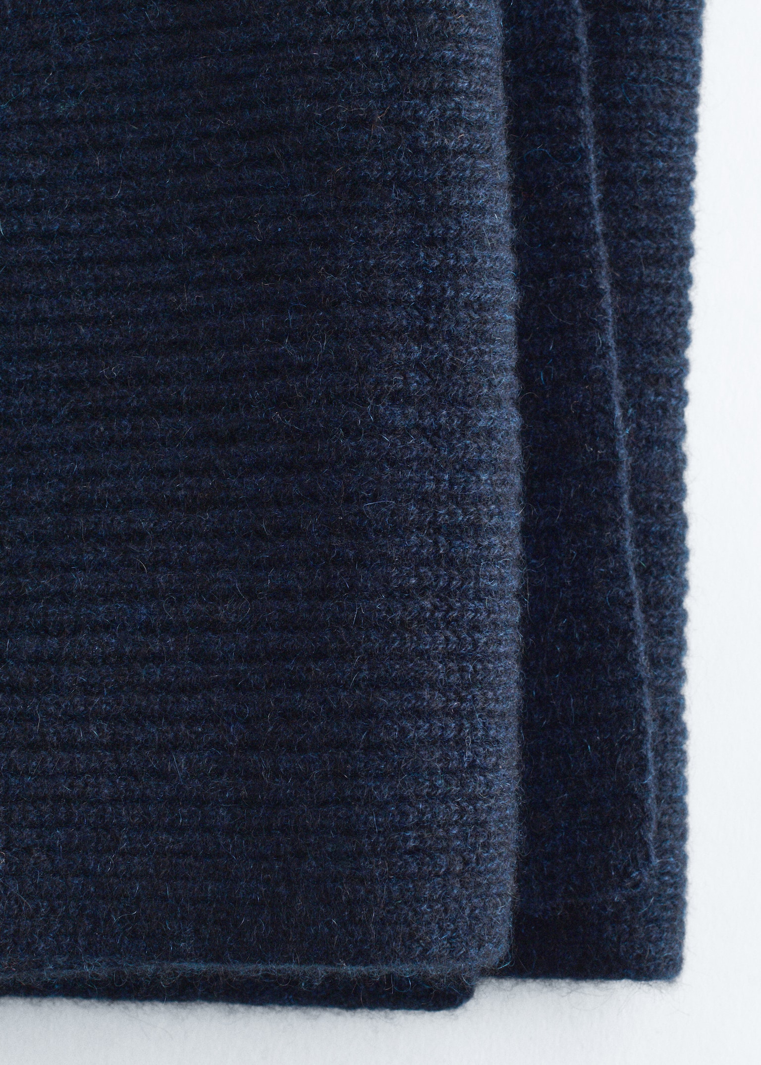 Cashmere Knit Scarf - Navy Blue/Green - 2