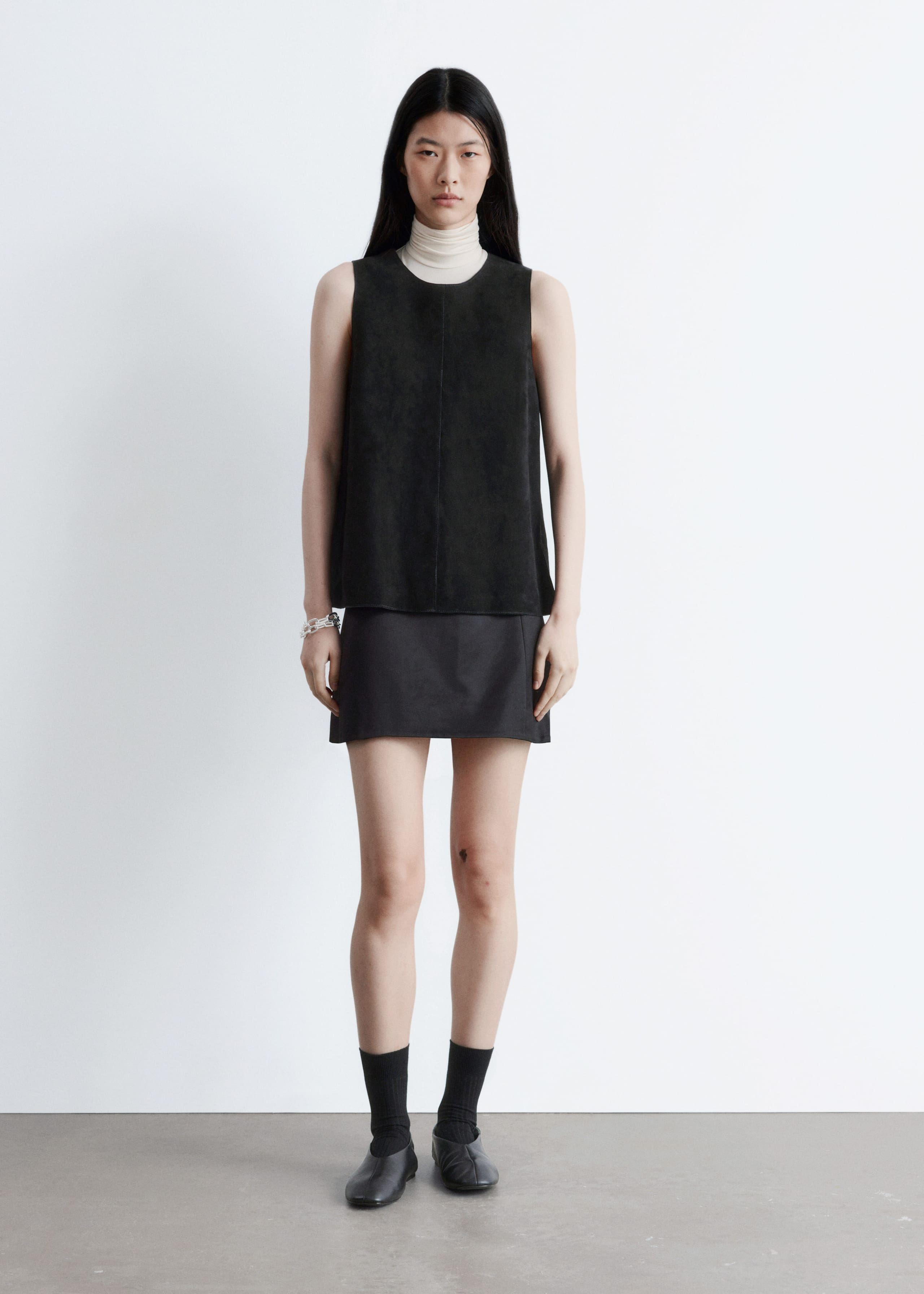 Image of Oberteil mit Oversized-Passform aus Veloursleder