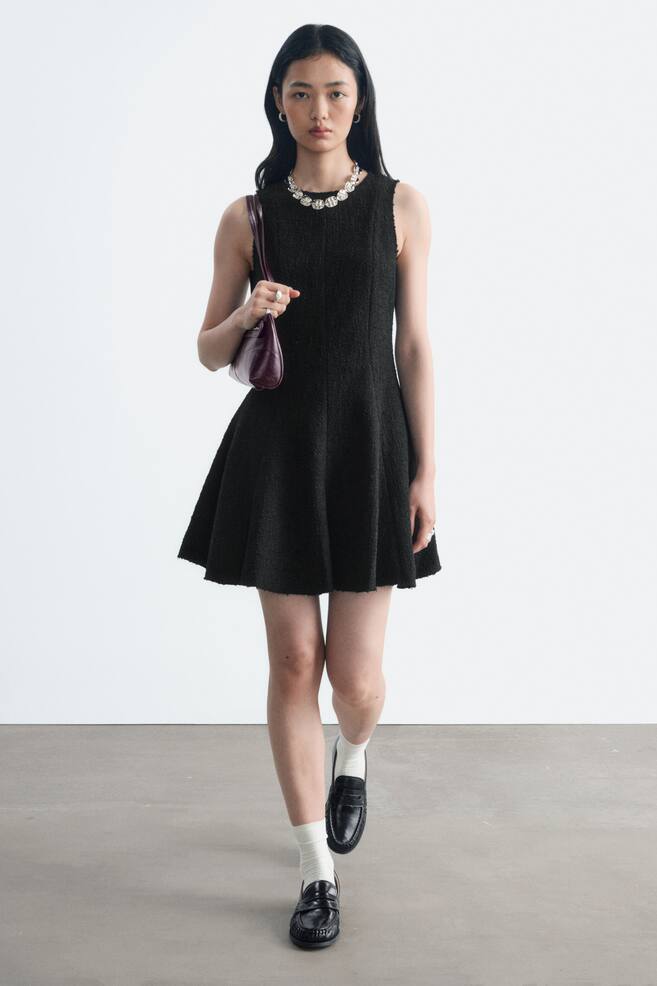 Minivestido con bajo sin rematar - Negro/Topo jaspeado - 1