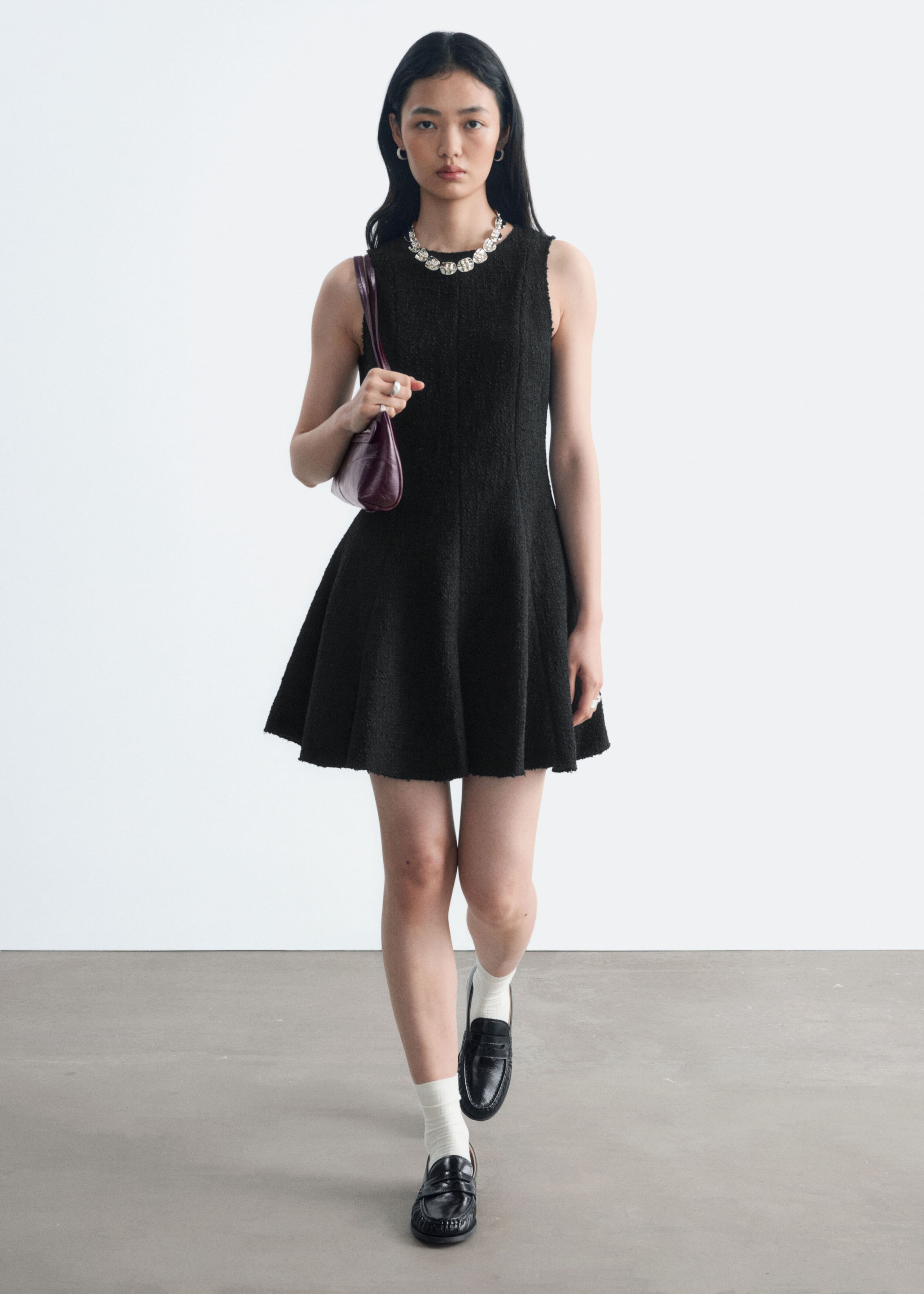 Raw-Edge Mini Dress - Black - Lookbook