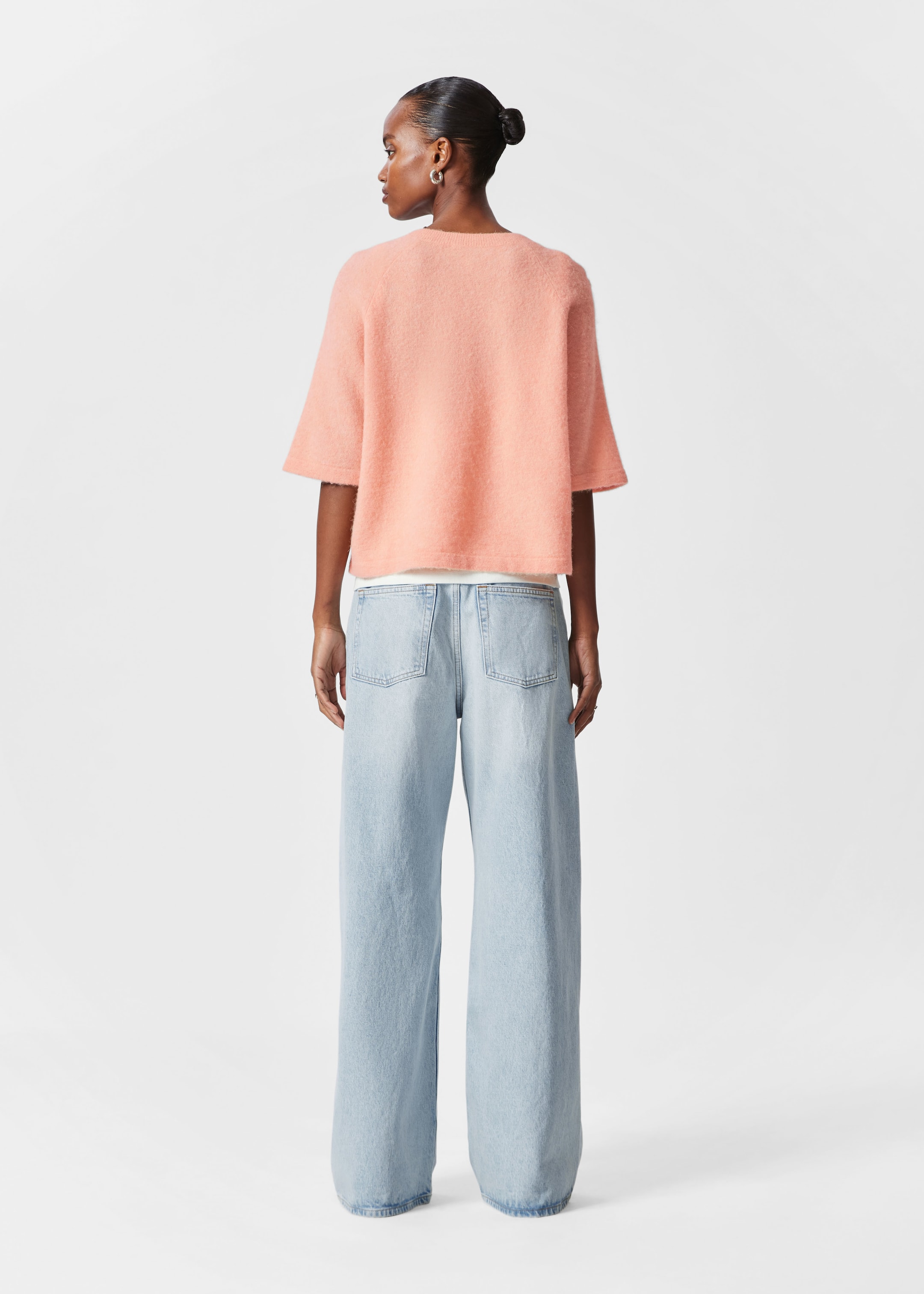 Visa större bild: Stickad topp i alpackablandning - Persika - DAM | H&M SE 4