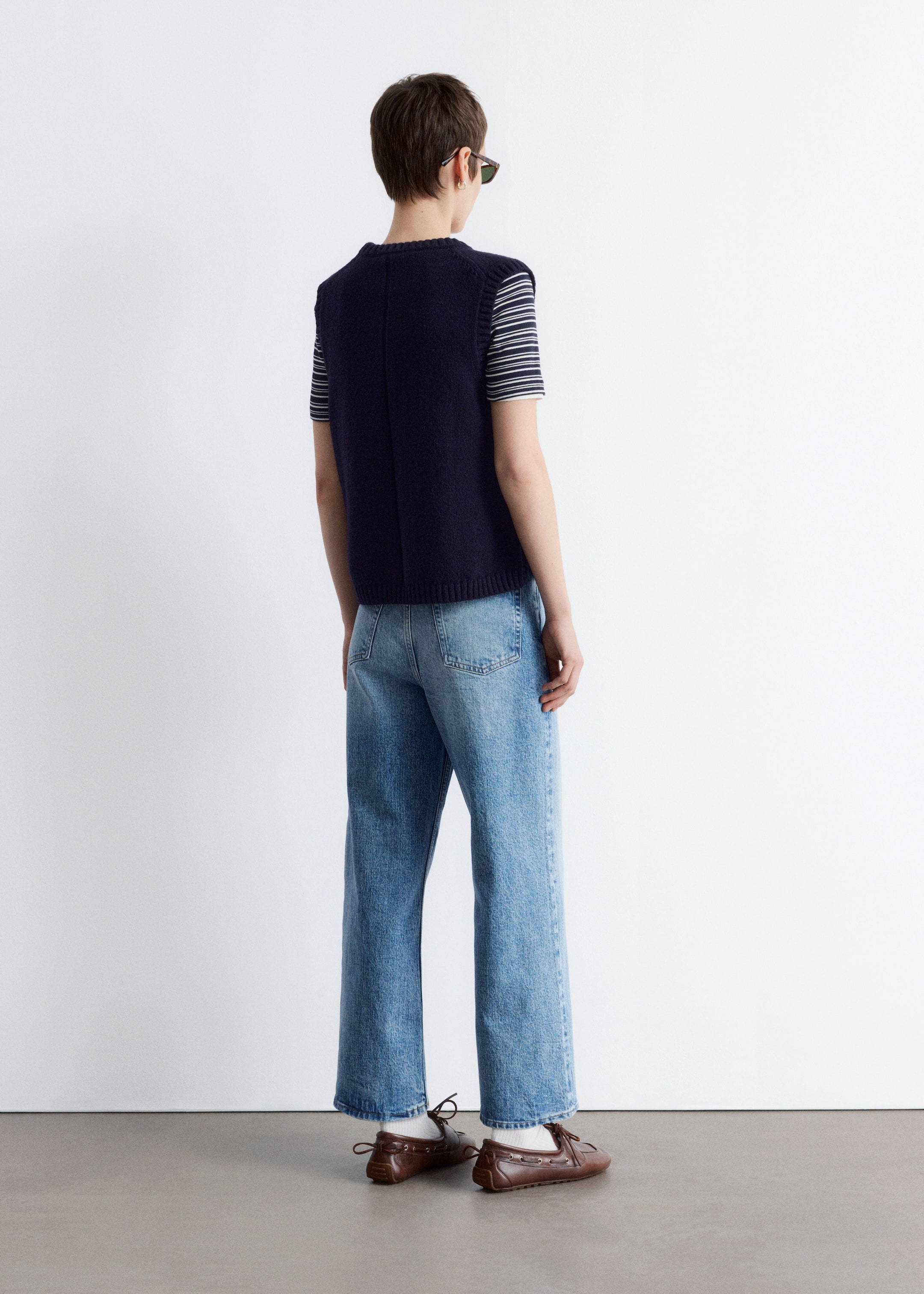 View larger image: Knitted Sweater Vest - Navy Blue - Ladies | H&M GB 5