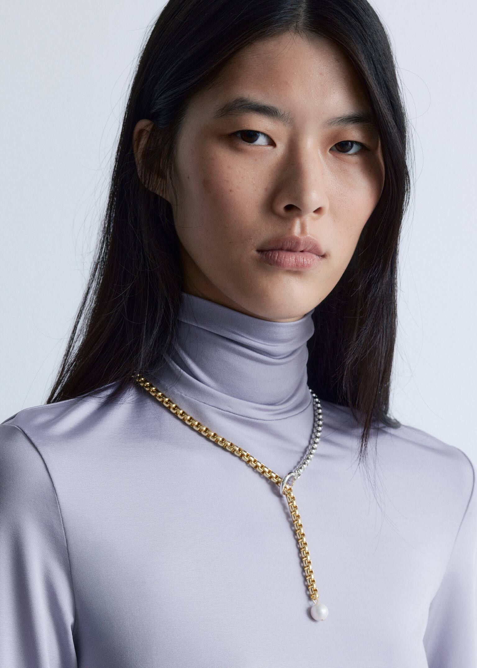 Two-Toned Lariat Necklace - Gold/Silver