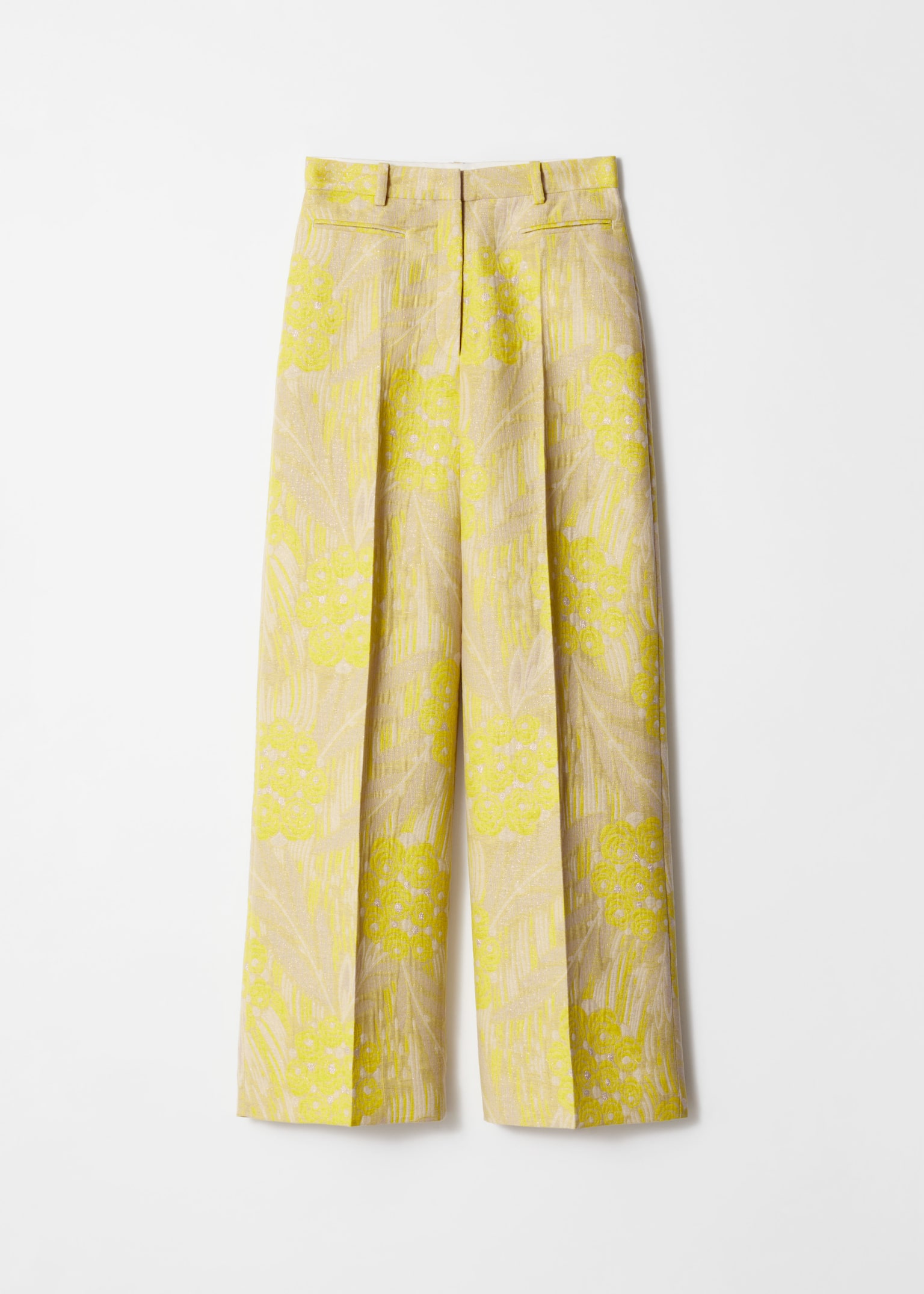 Pantaloni Jacquard cu pliuri - Jacquard Galben