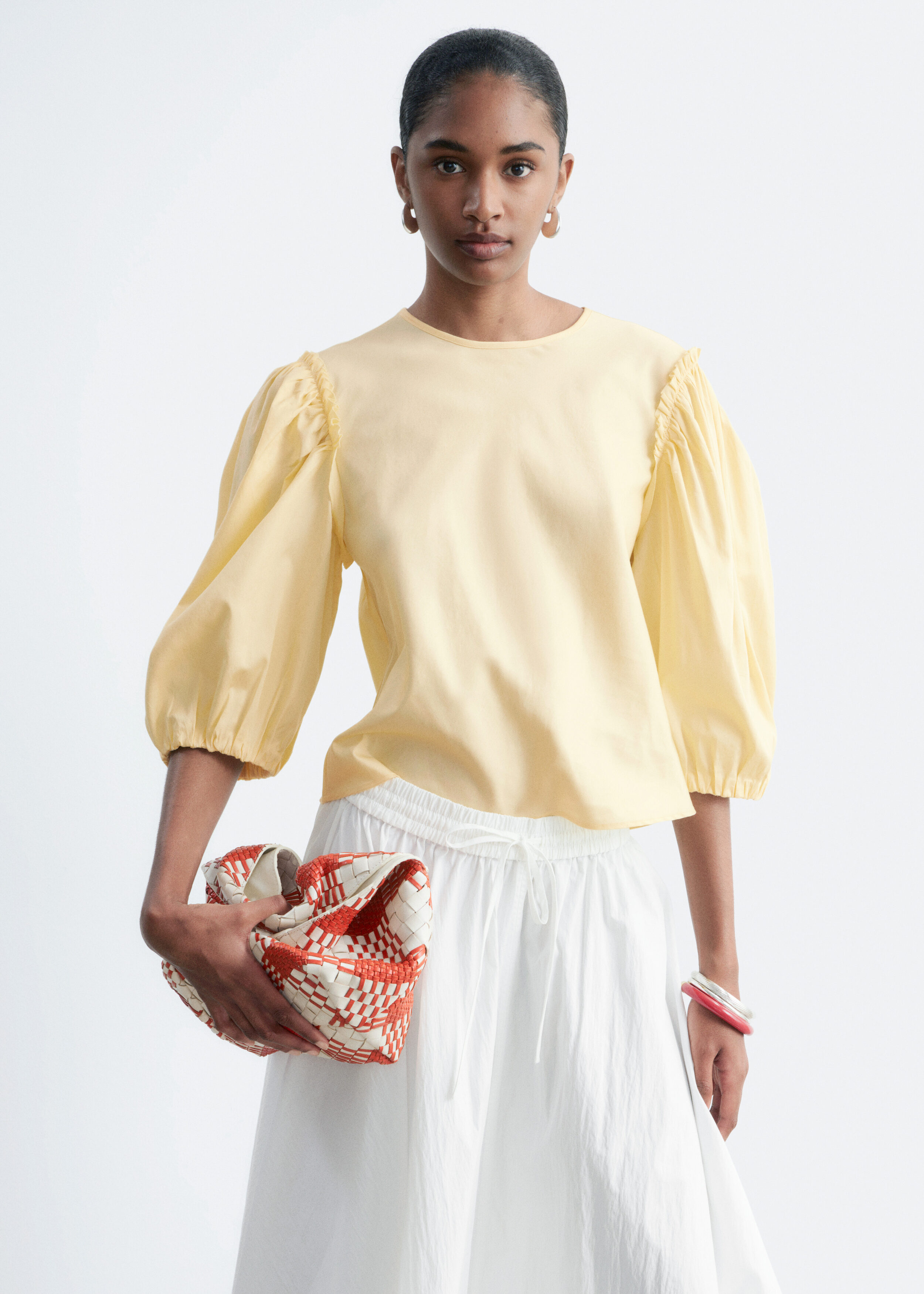 【新品】TODAYFUL Jacquard Balloon Blouse Balloon-Sleeve Jacquard Blouse - Beige/Tartan - & Other Stories US