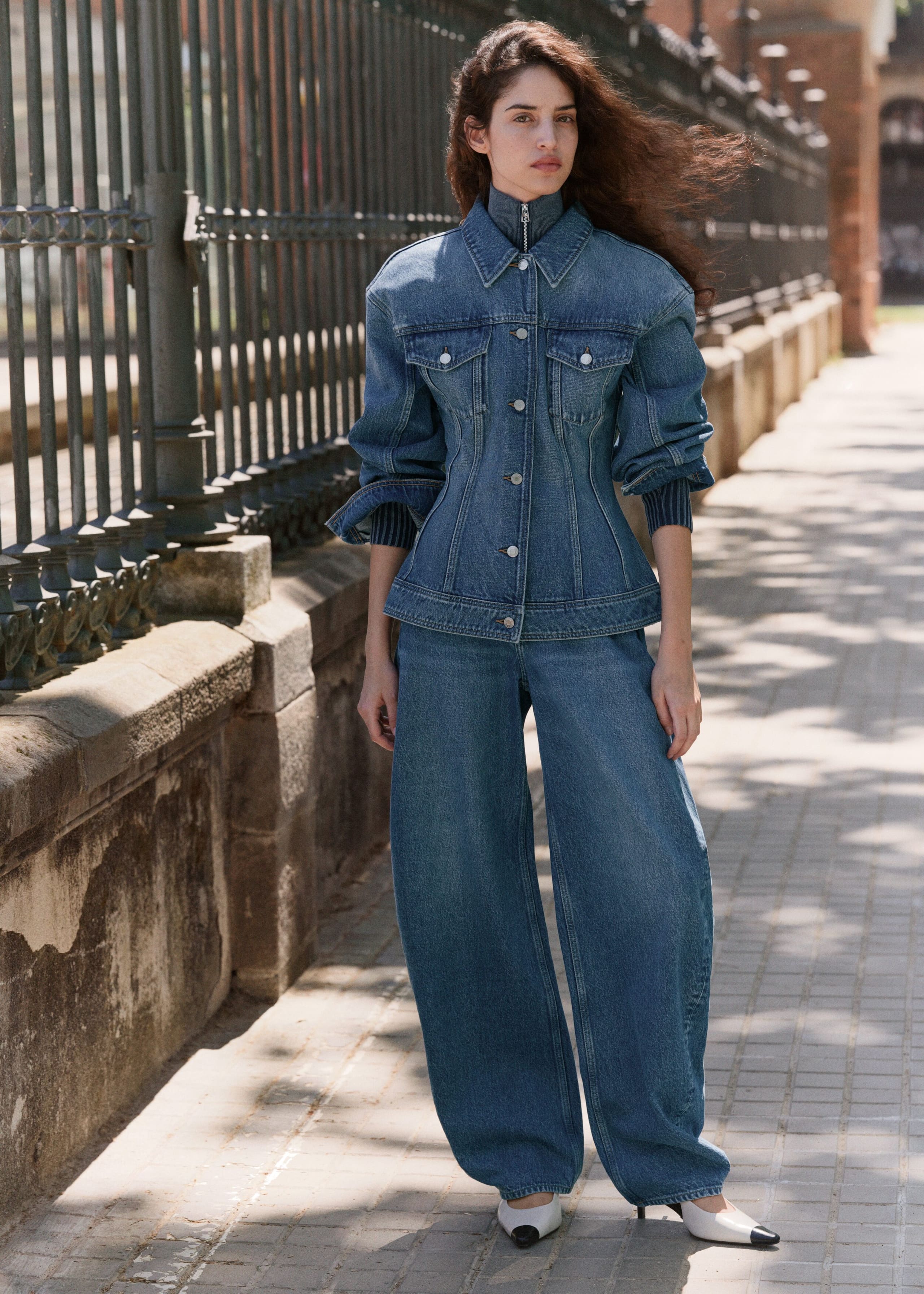Sculpted Denim Jacket - Washed Mid Blue - Still Life