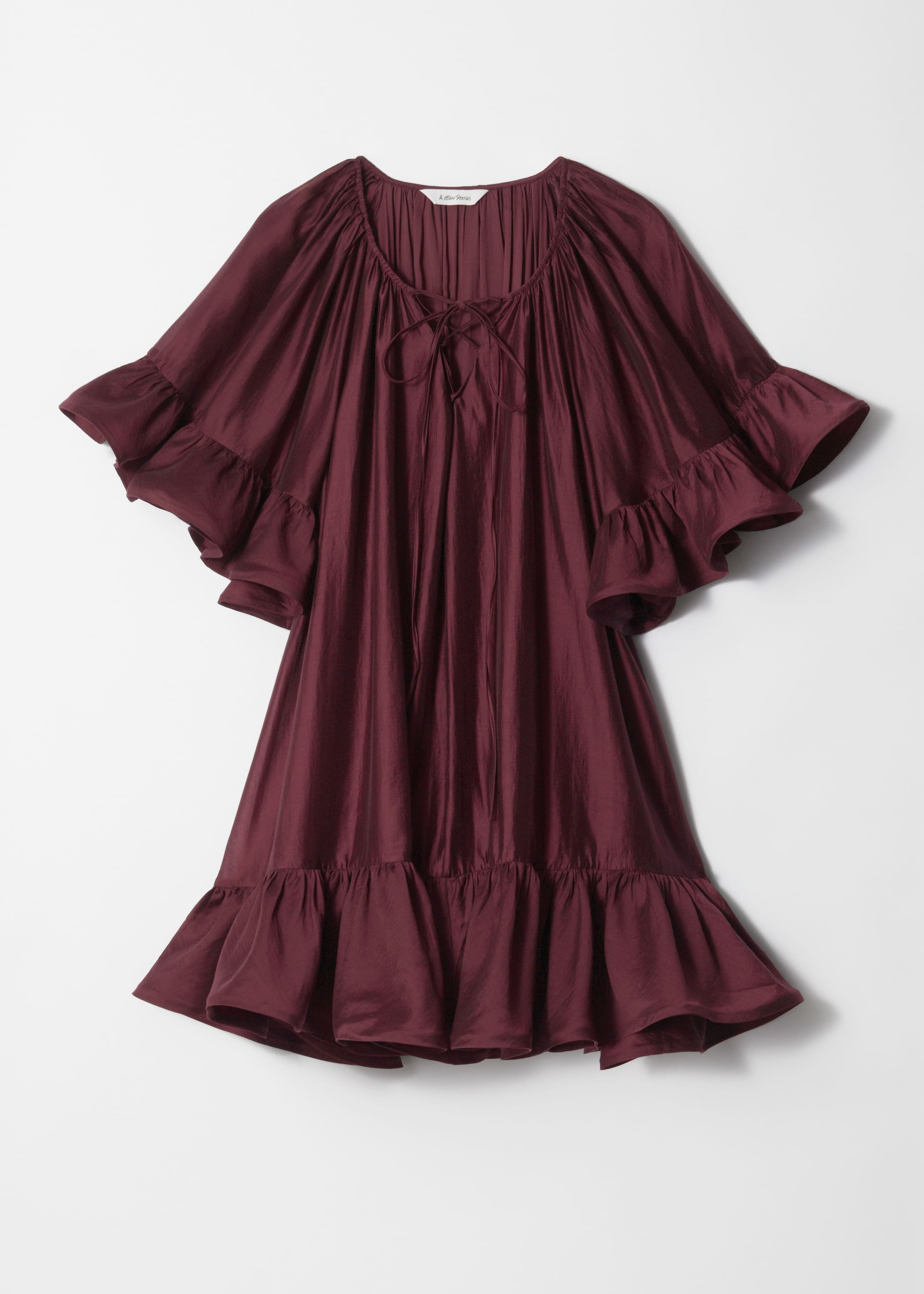 Visa större bild: Miniklänning med volanger - Mörkröd - DAM | H&M SE 6