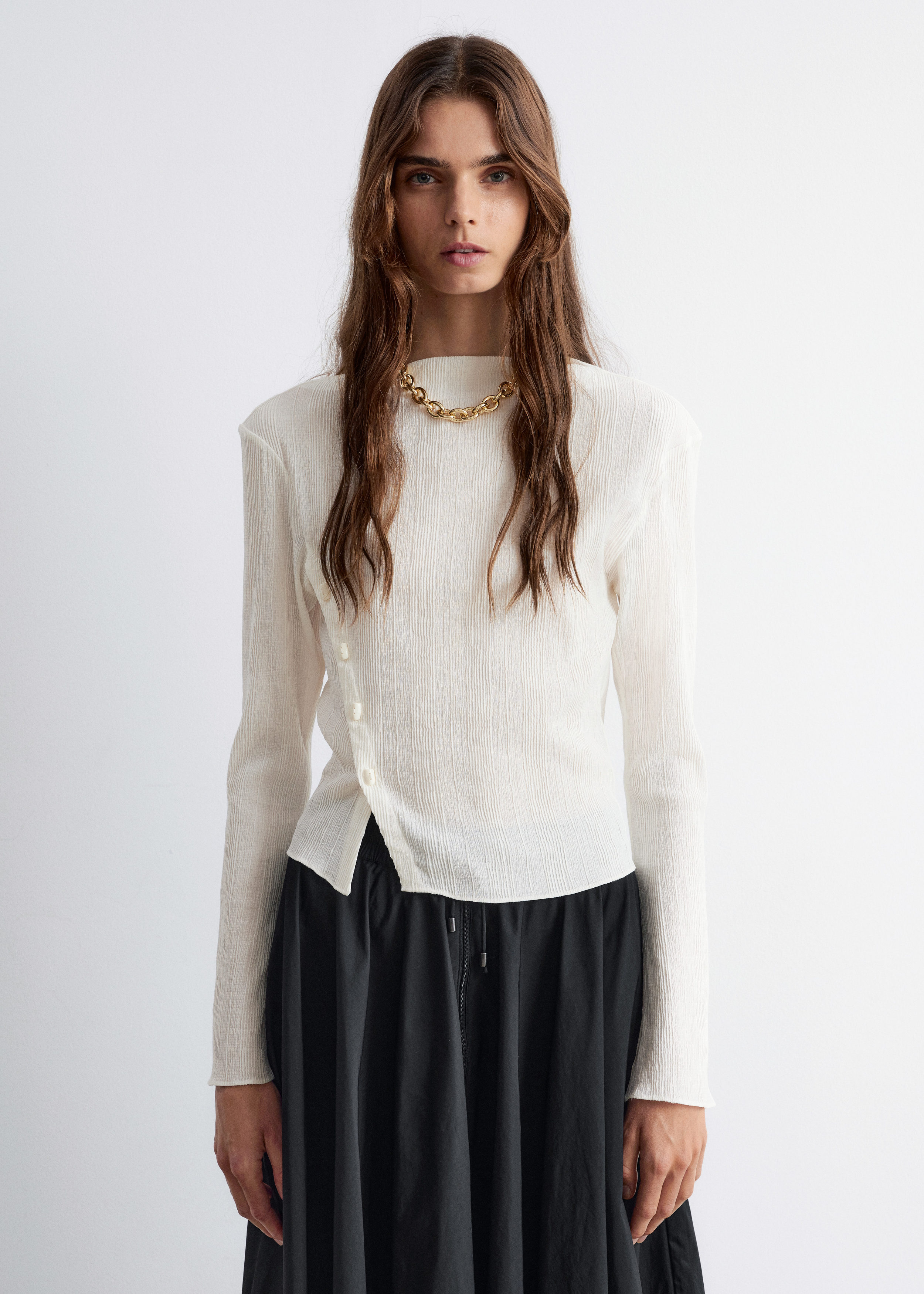 Boat-Neck Flared-Sleeve Top - White - & Other Stories US