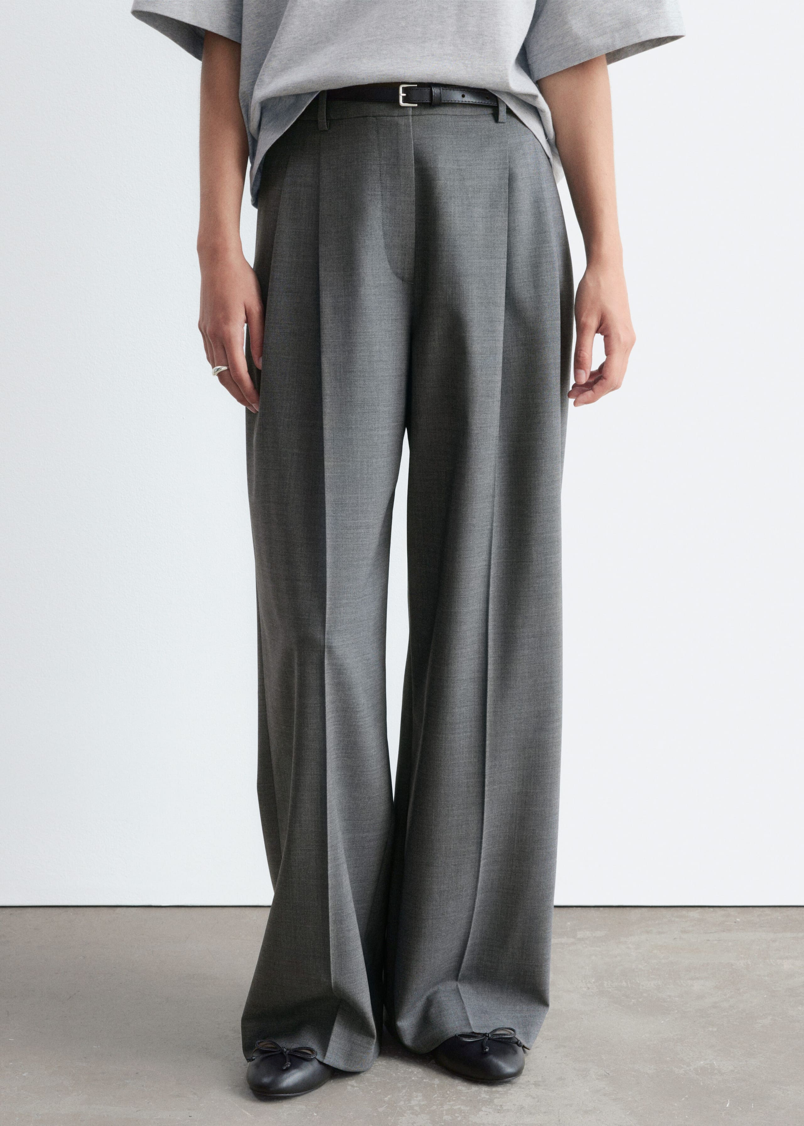 Pantaloni sartoriali in lana - Grigio - Lookbook