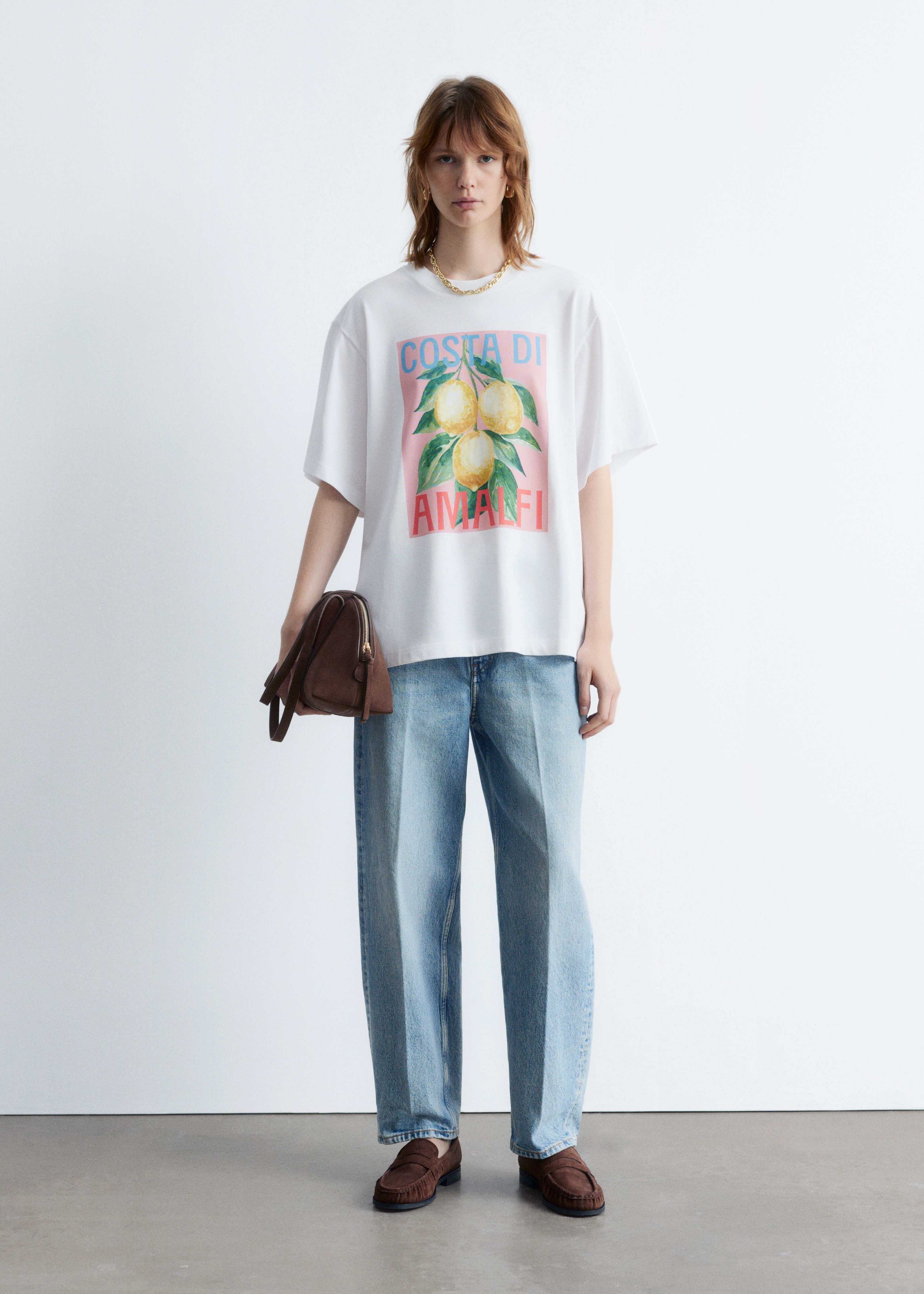 Bedrucktes Oversized-T-Shirt - Weiß/Print