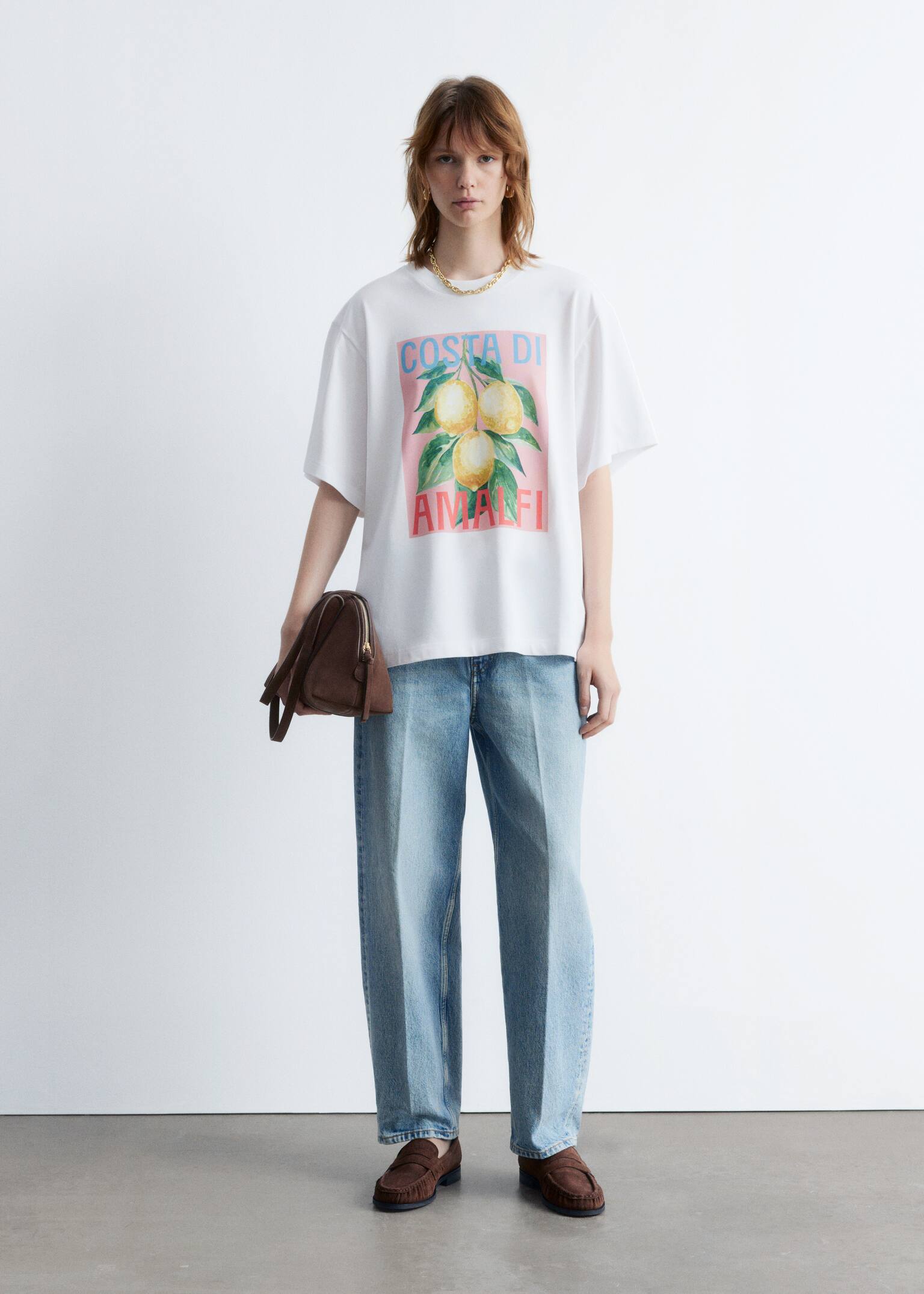 T-shirt oversize à imprimé - Imprimé blanc/Imprimé rose
