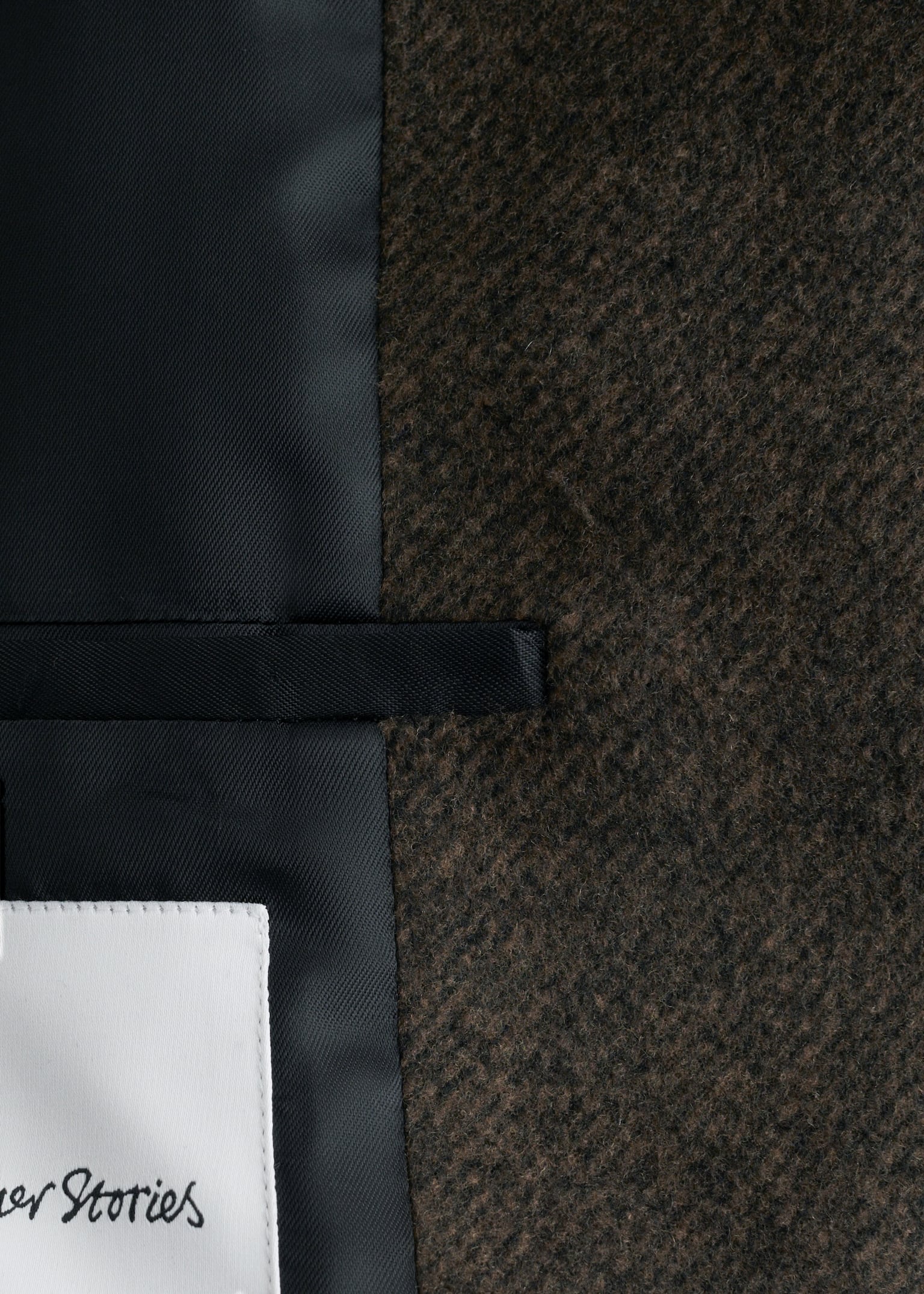 Oversized Leather-Collar Wool Coat - Dark Brown - 7