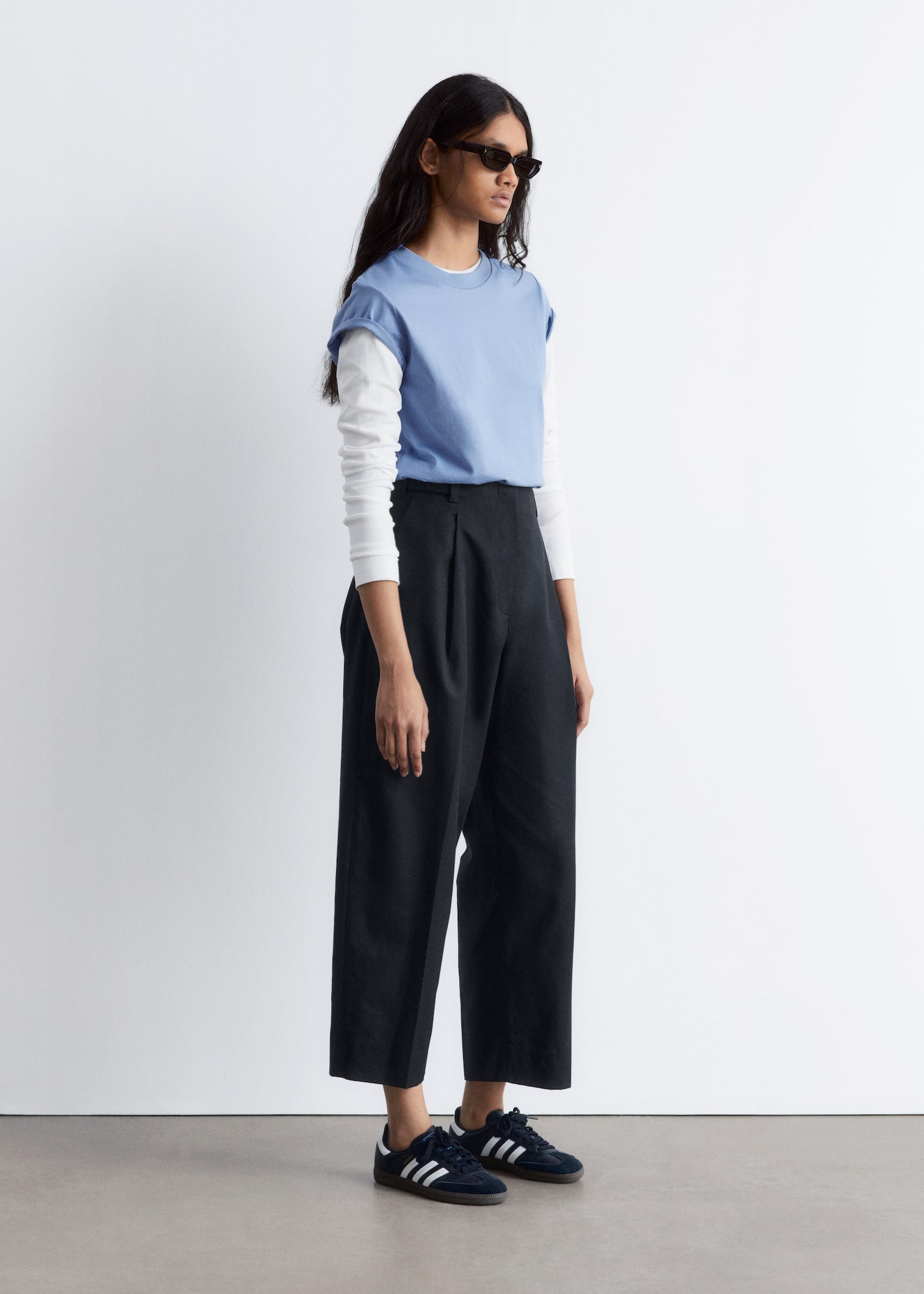 T-shirt girocollo - Blu polvere