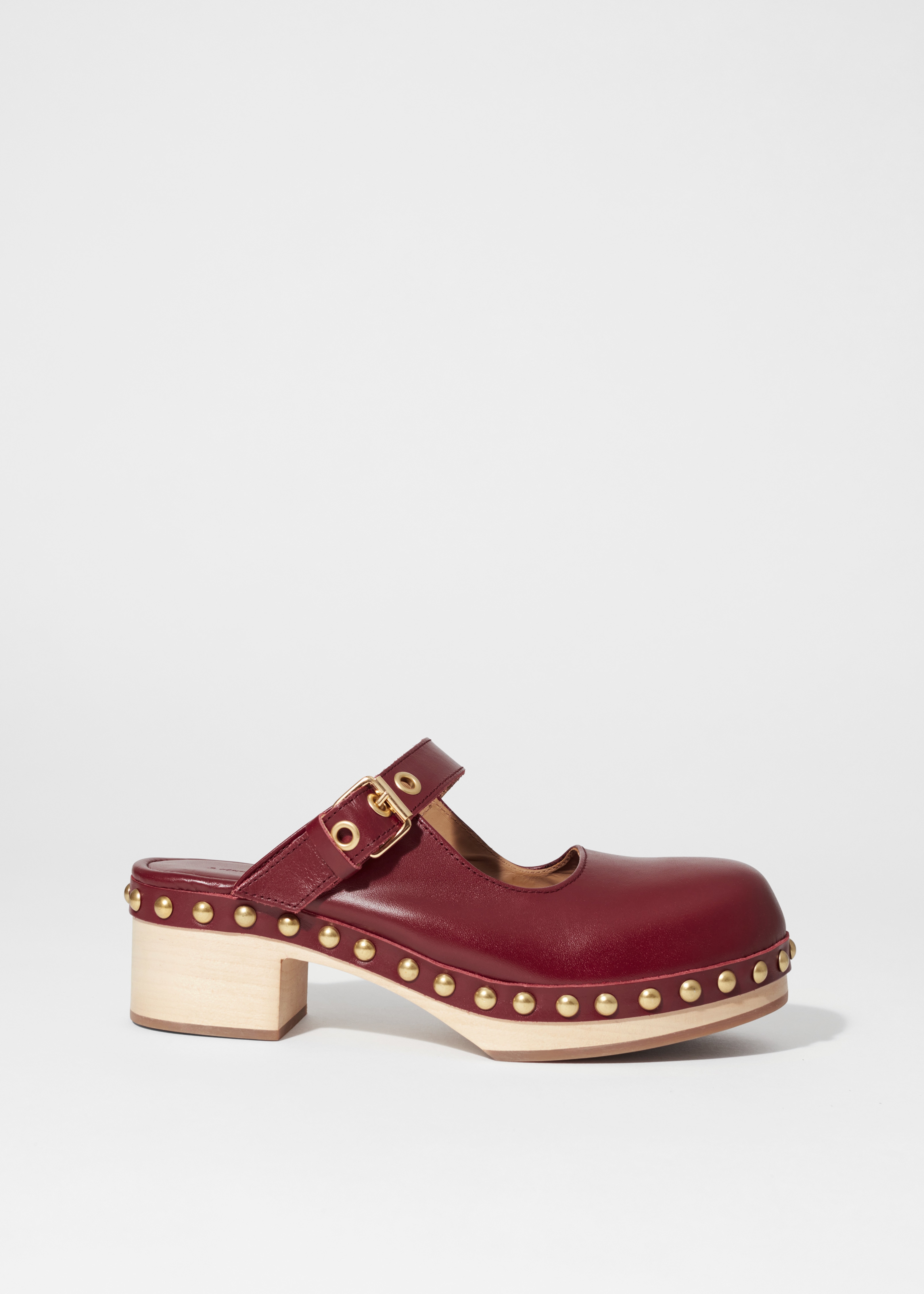 Mules style babies en cuir - Bordeaux/Marron Clair