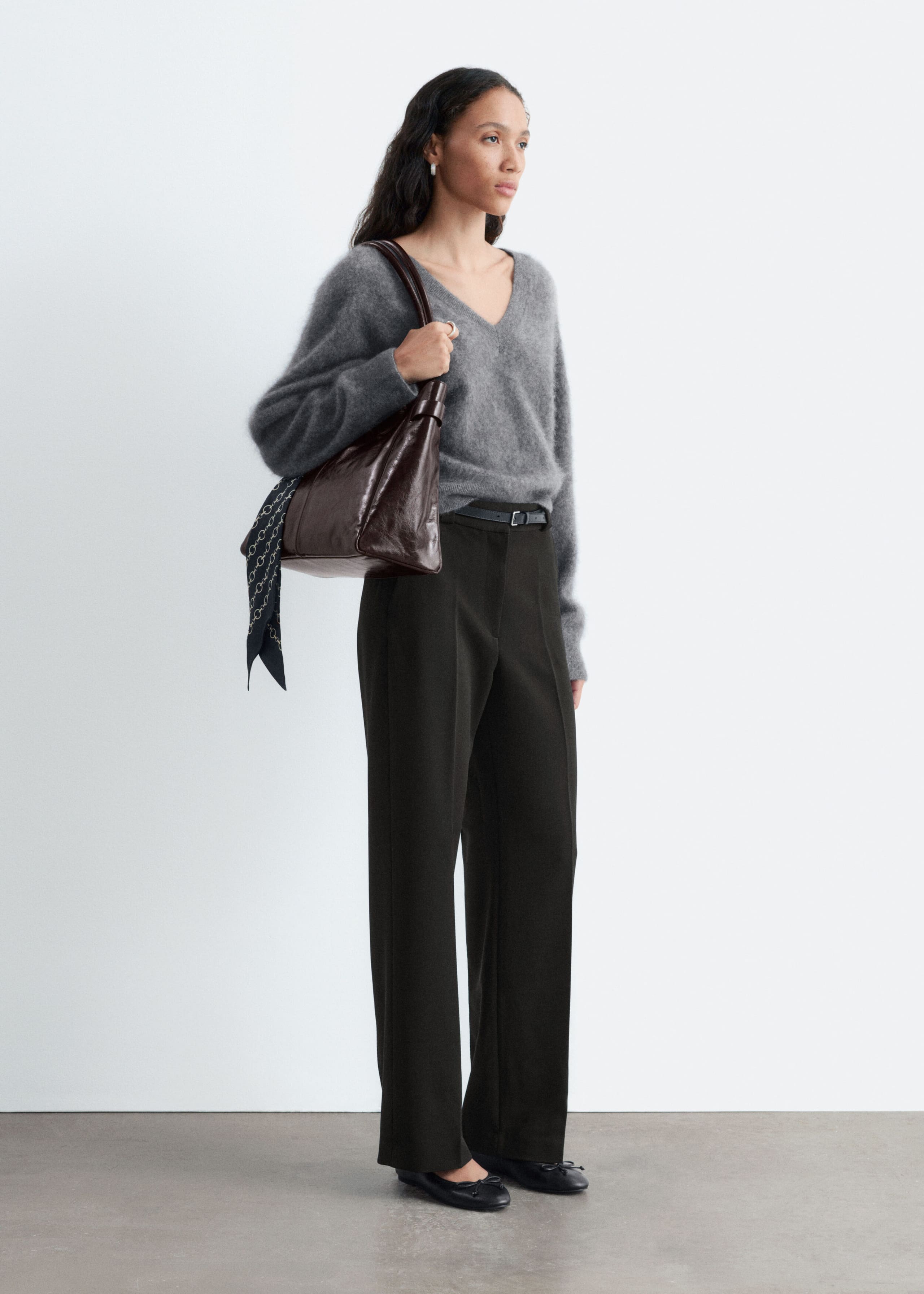 Straight Press-Crease Trousers - Black - Lookbook