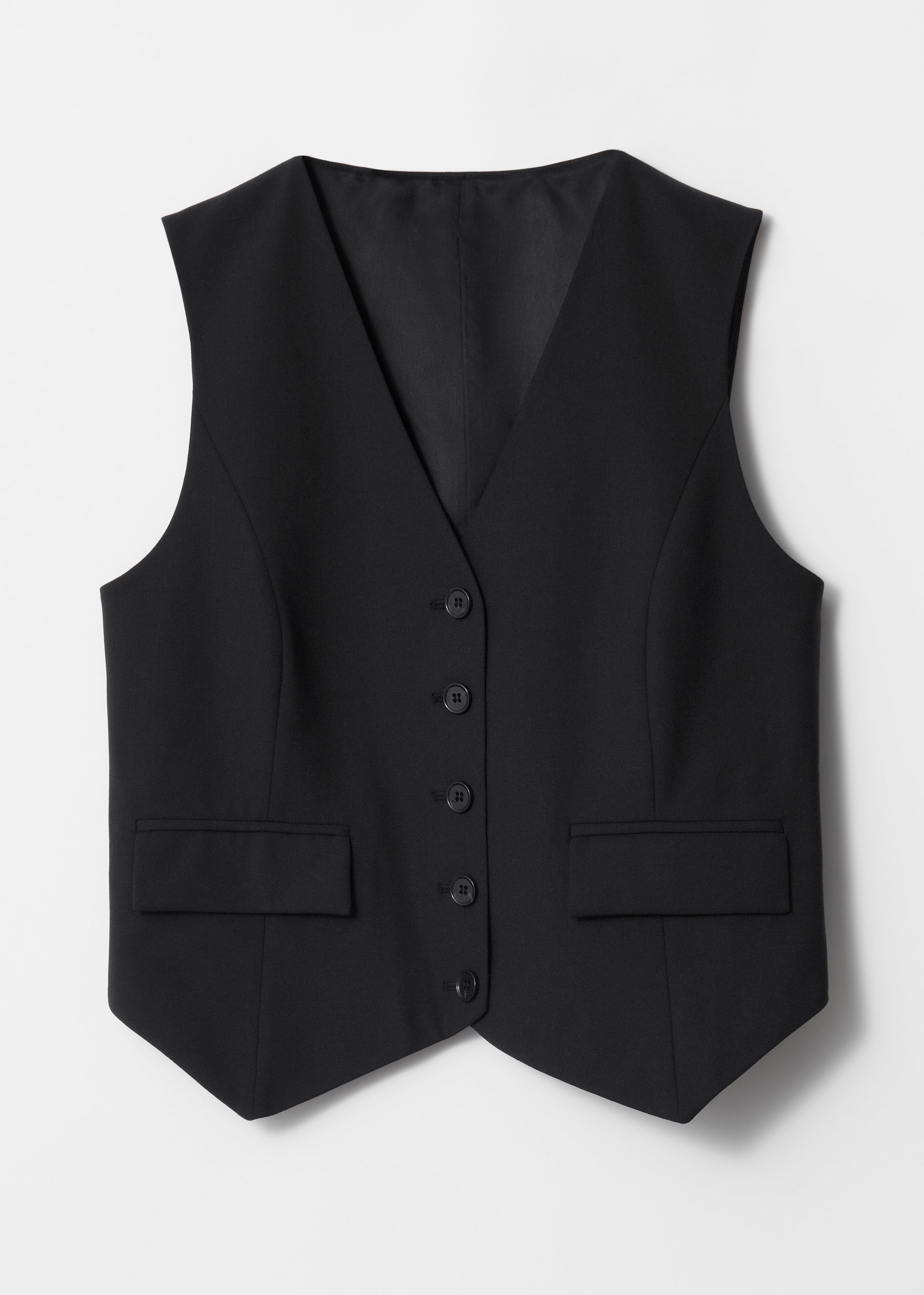 Tailored Wool Waistcoat - Black