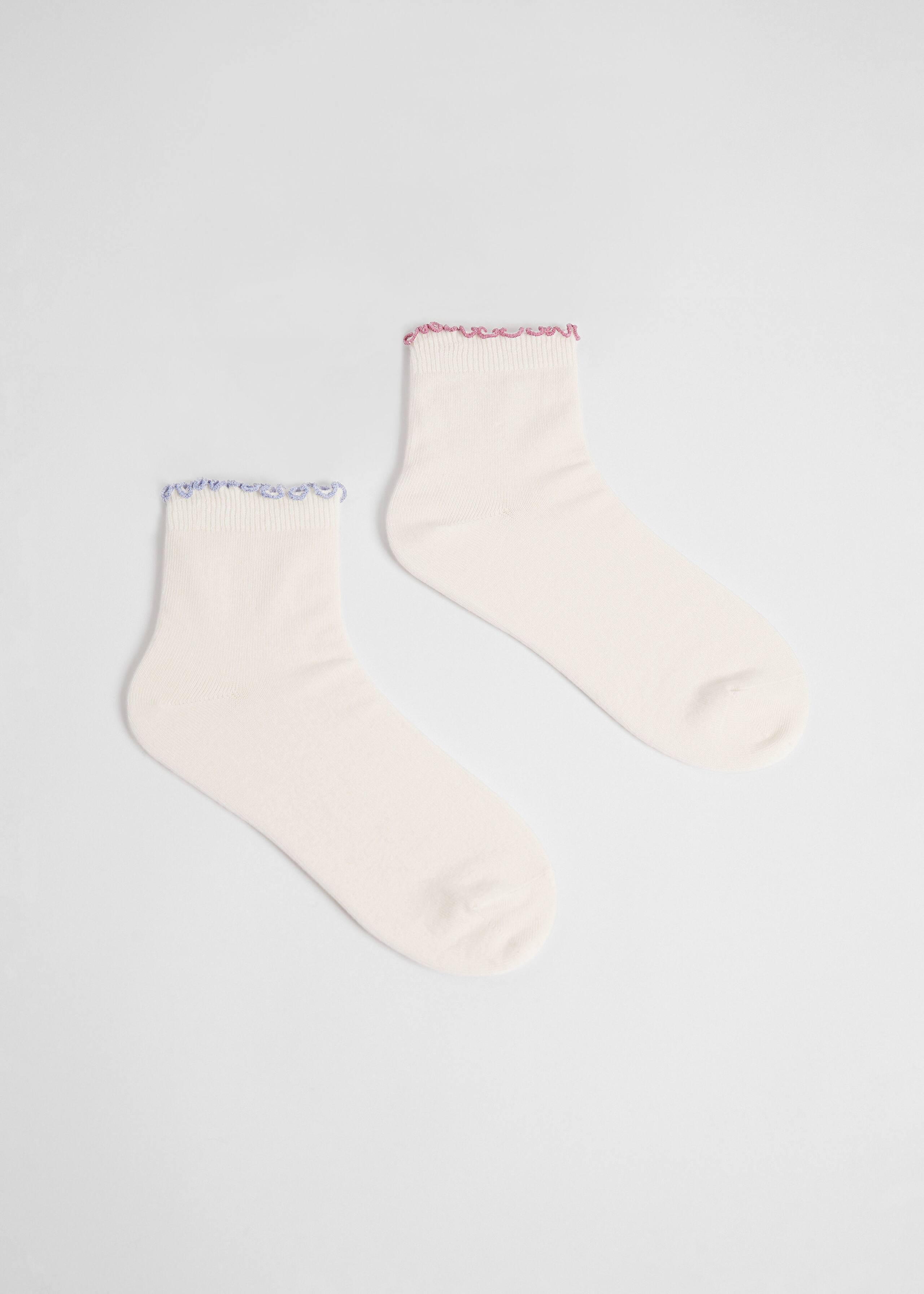 Pack calcetines tobilleros volantes y purpurina - Blanco - Bodegón