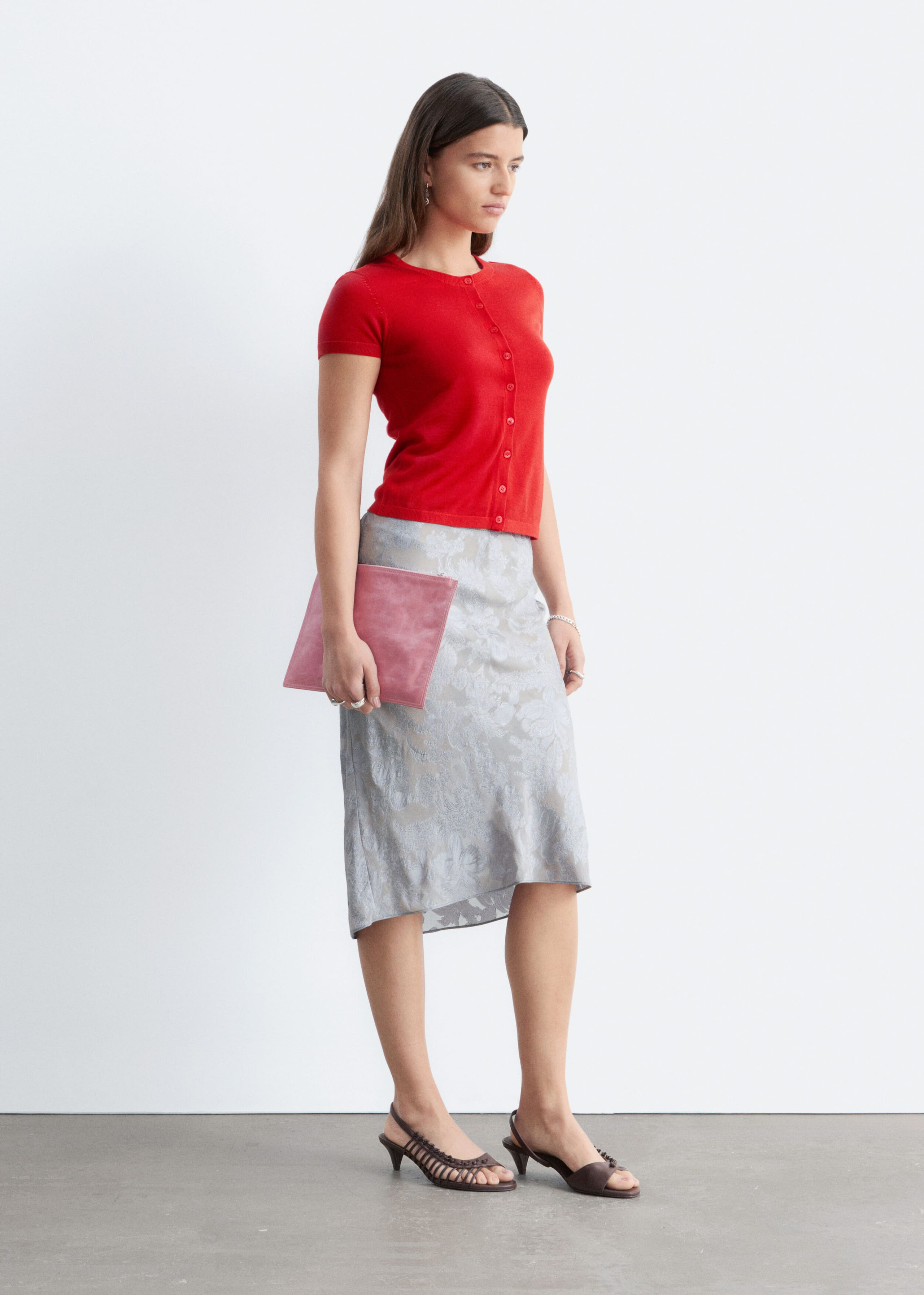 Strick-T-Shirt mit Knopfleiste - Sand - Lookbook