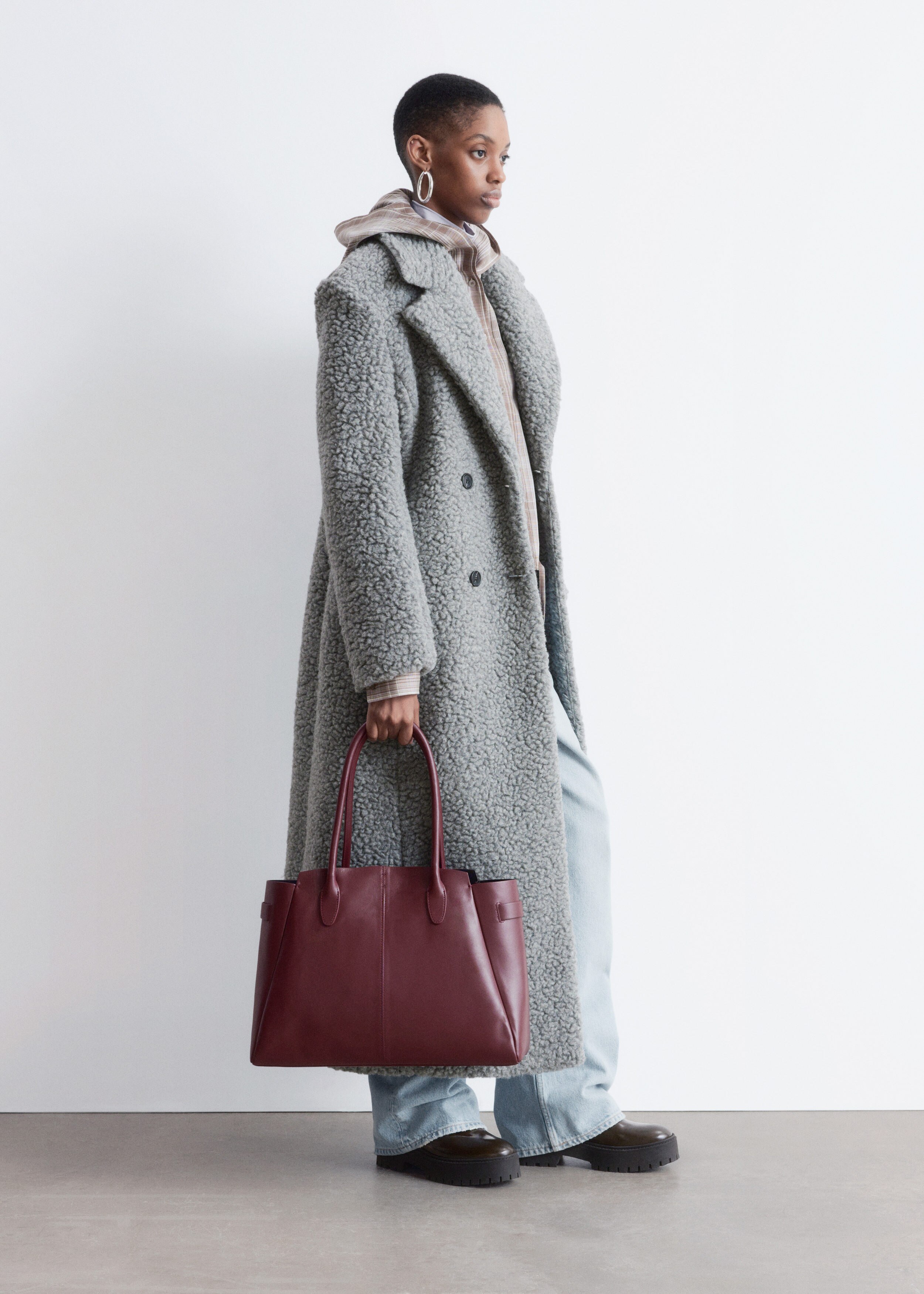 Wool Shearling Maxi Coat - Grey - Coats - & Other Stories US