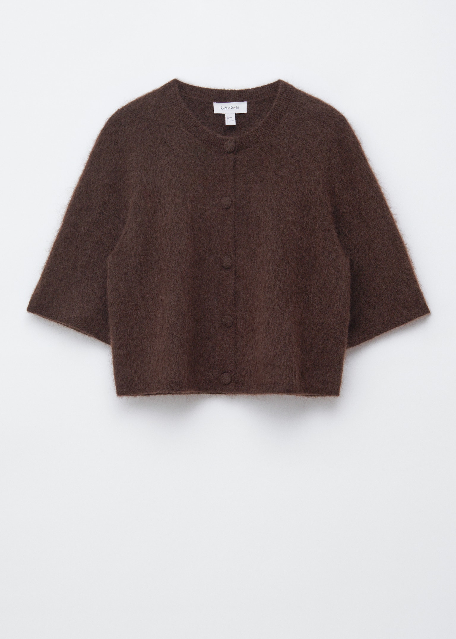 Kardigan z dzianiny z moherem - Dark Brown/Ciemnoniebieski/Beżowy - 2