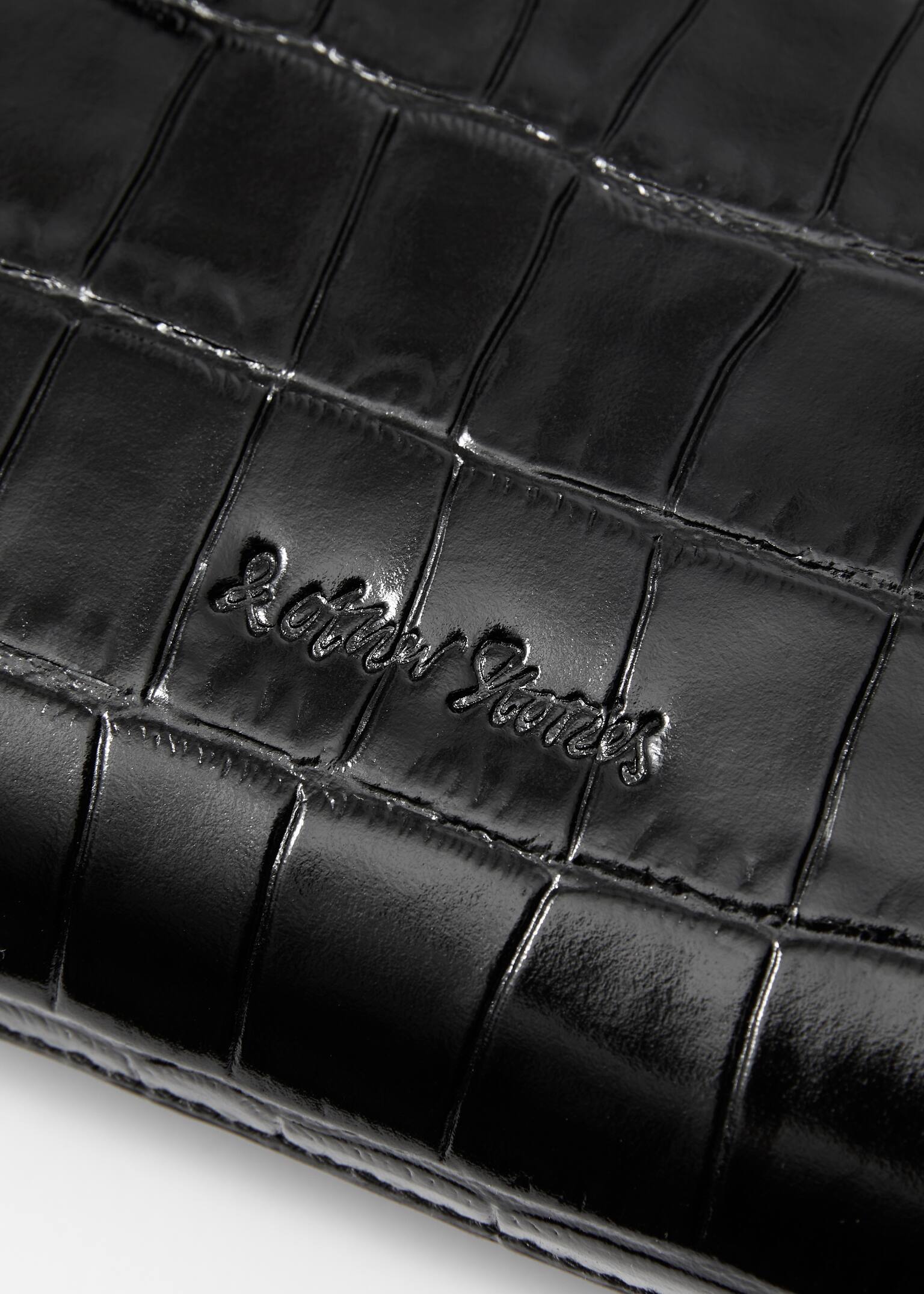 Petit Leather Shoulder Bag - Black croco - 3